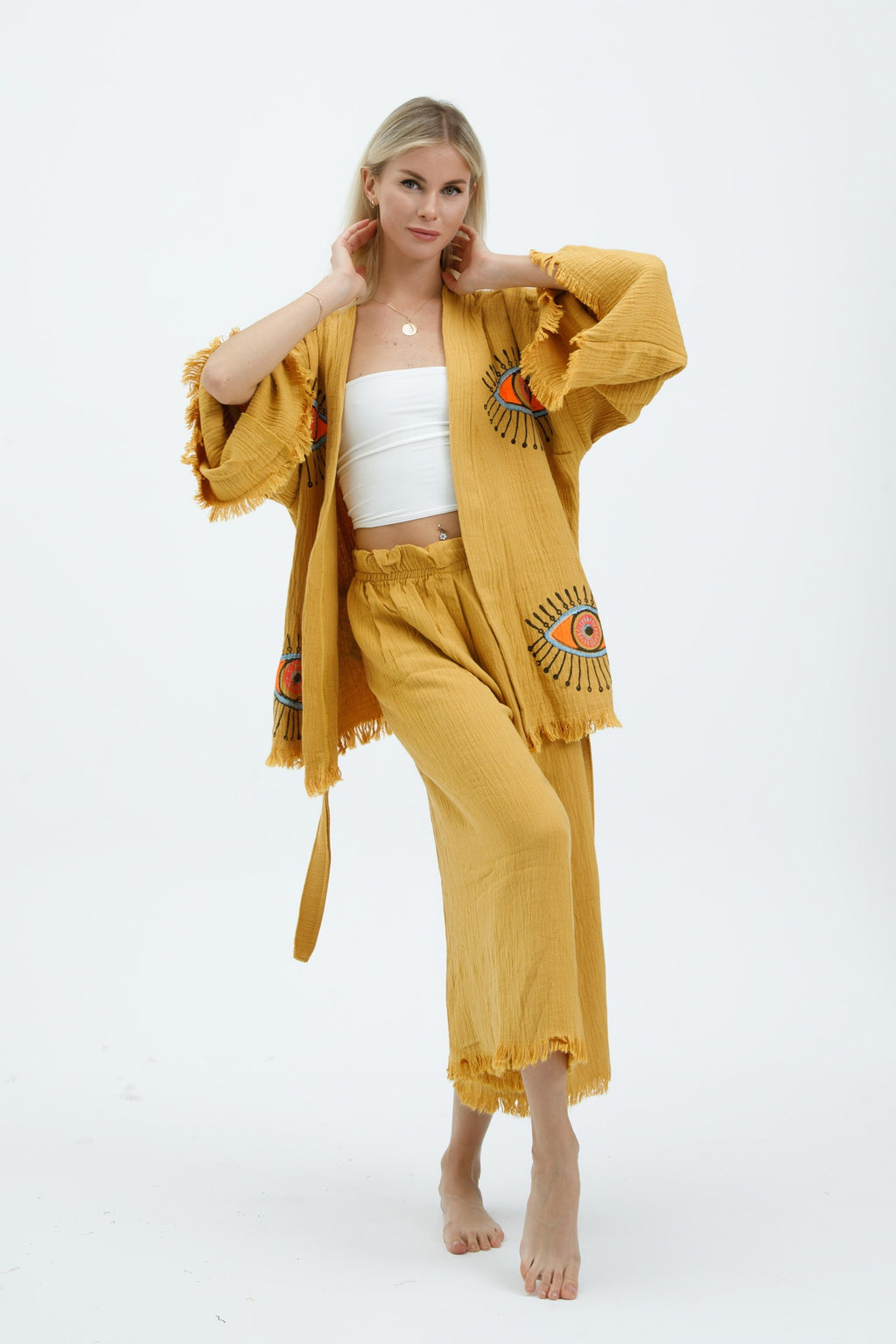 Golden Mystic Eye Kimono Set