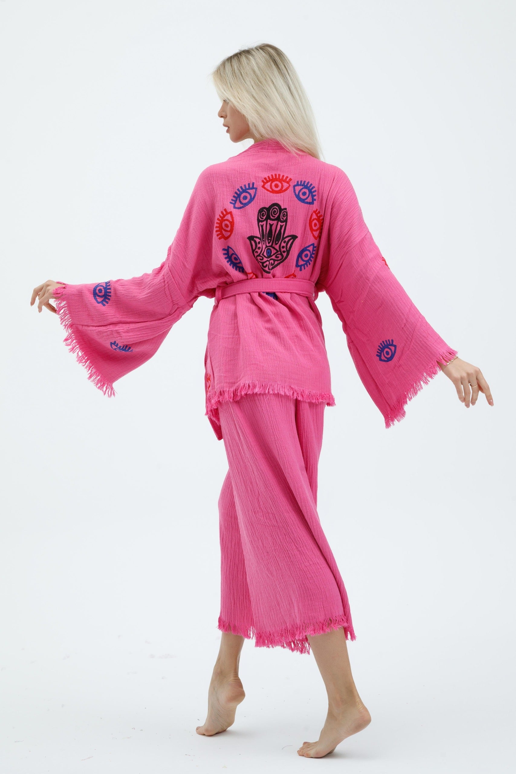 Fuchsia Mystic Eye Kimono Set