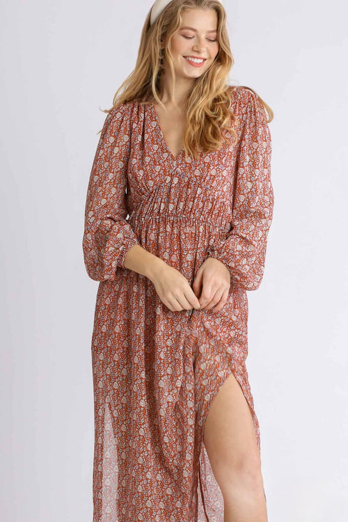 Autumn Bloom Boho Maxi Dress