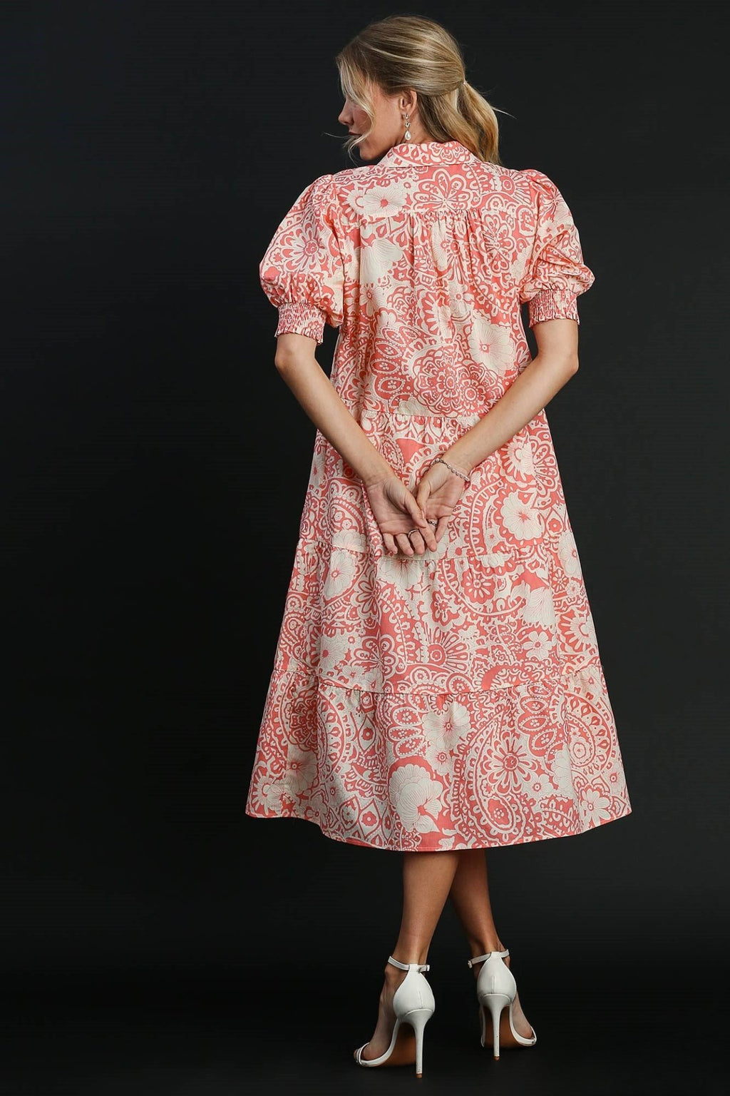 Vintage Floral Midi Shirt Dress