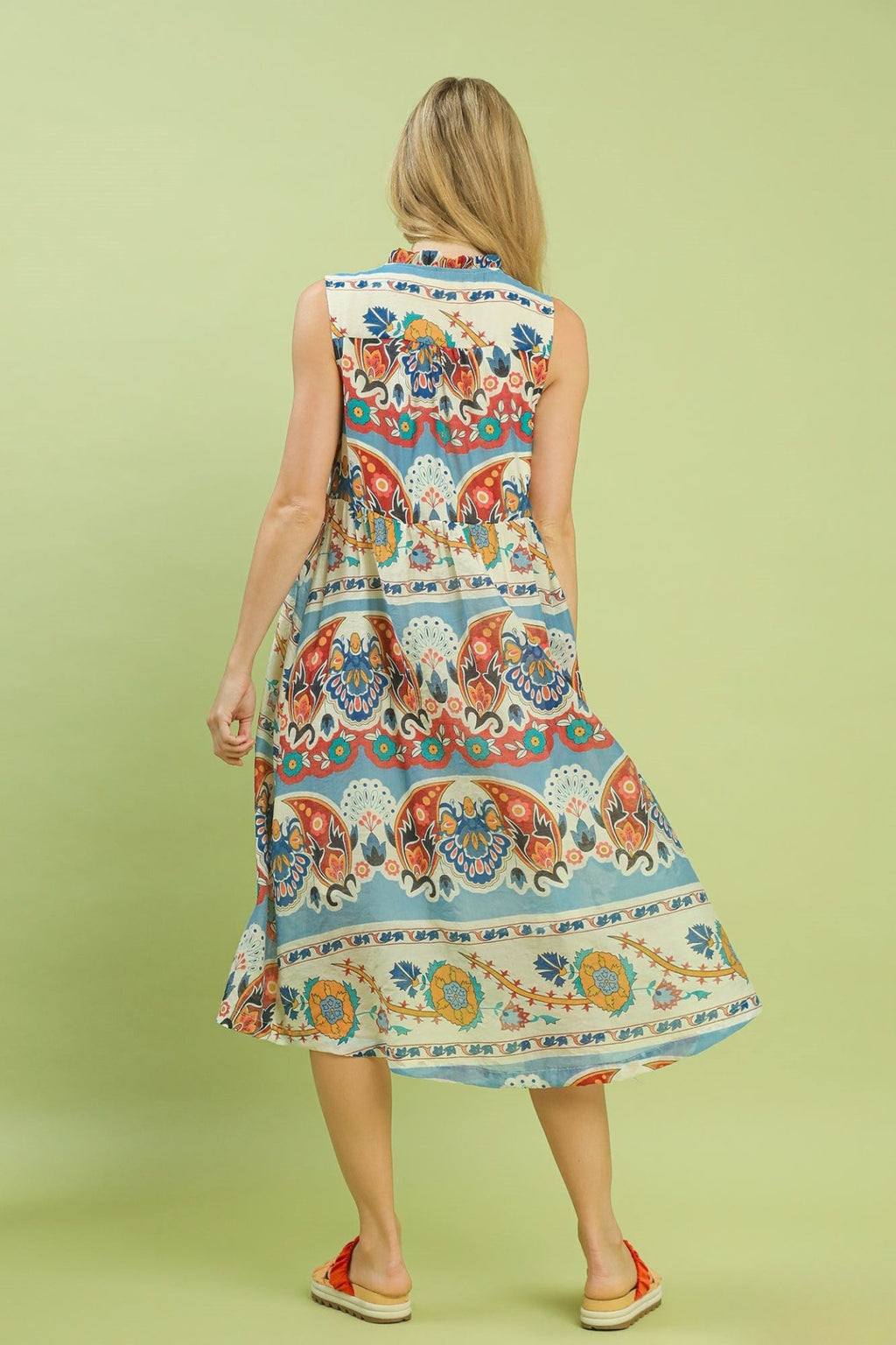 Bohemian Floral Sleeveless Midi Dress