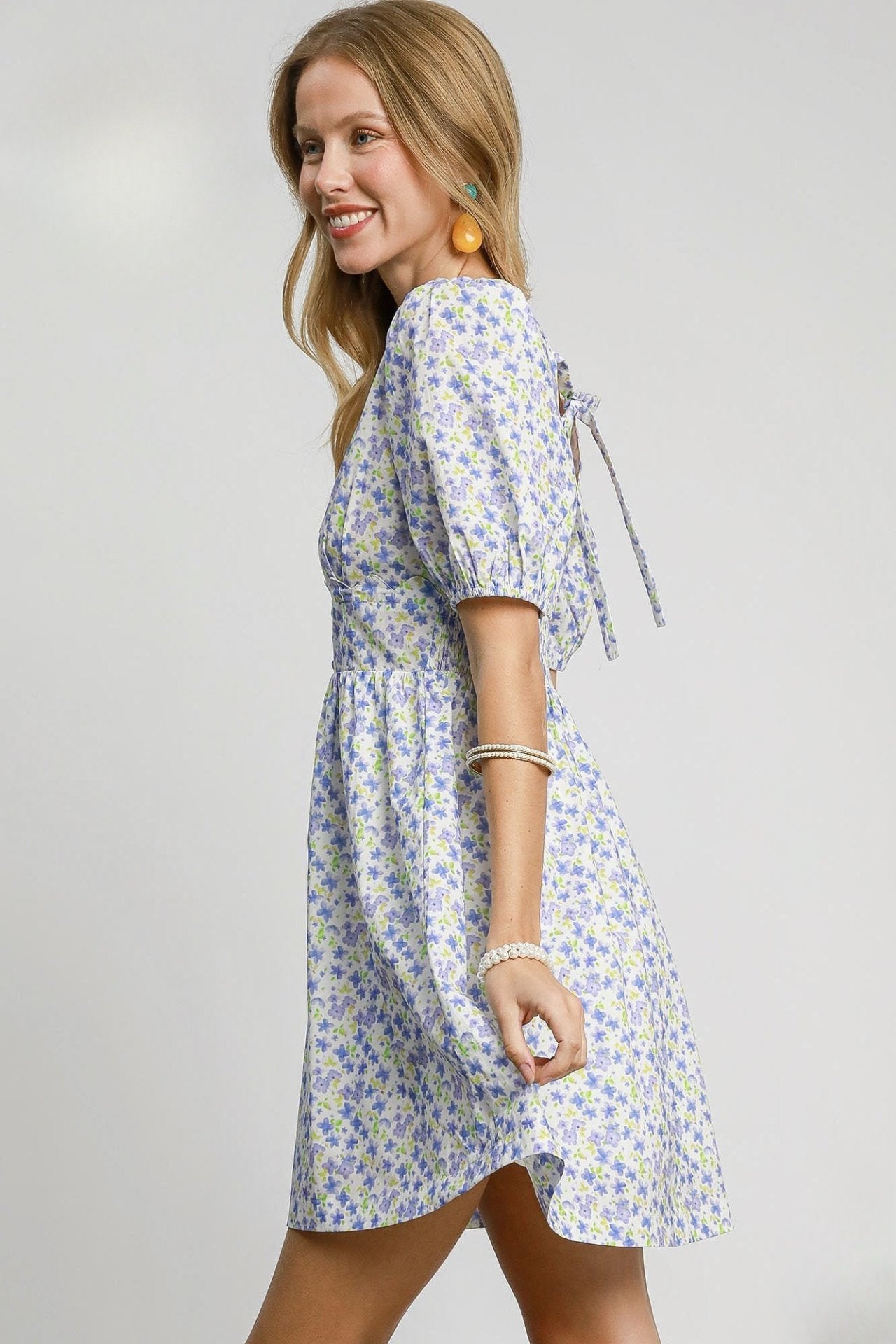 Floral Mini Dress with Back Tie