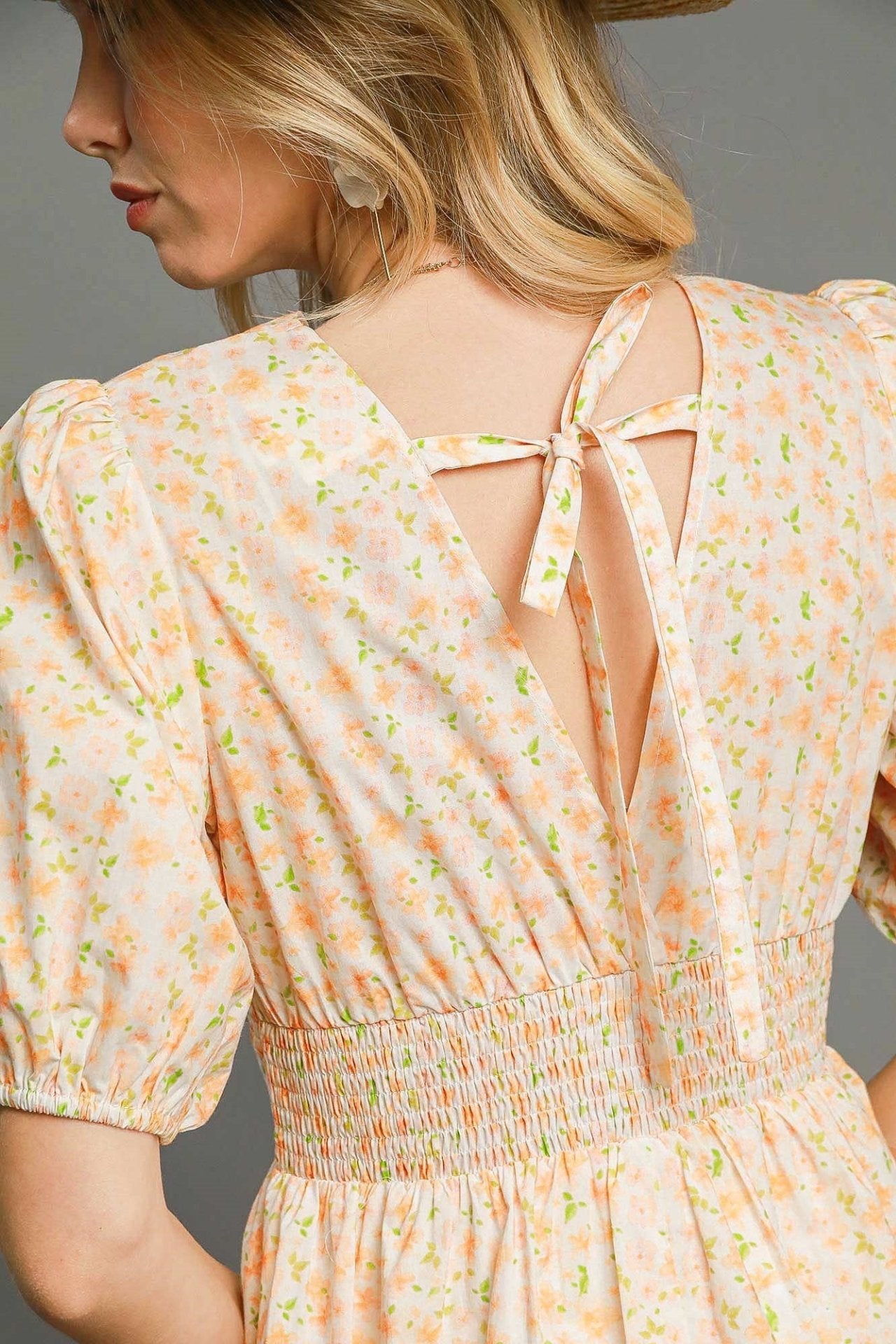 Floral Mini Dress with Back Tie