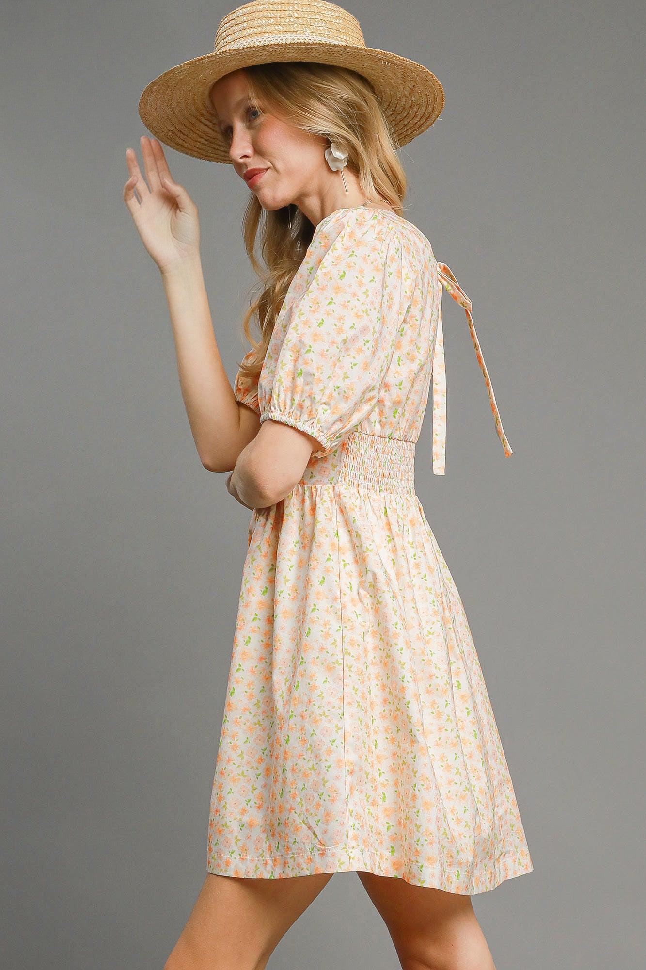 Floral Mini Dress with Back Tie