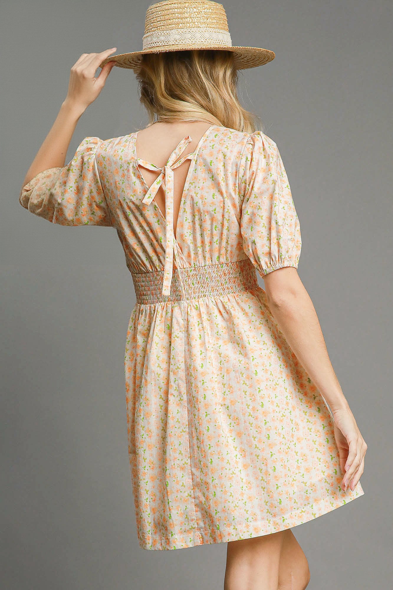 Floral Mini Dress with Back Tie