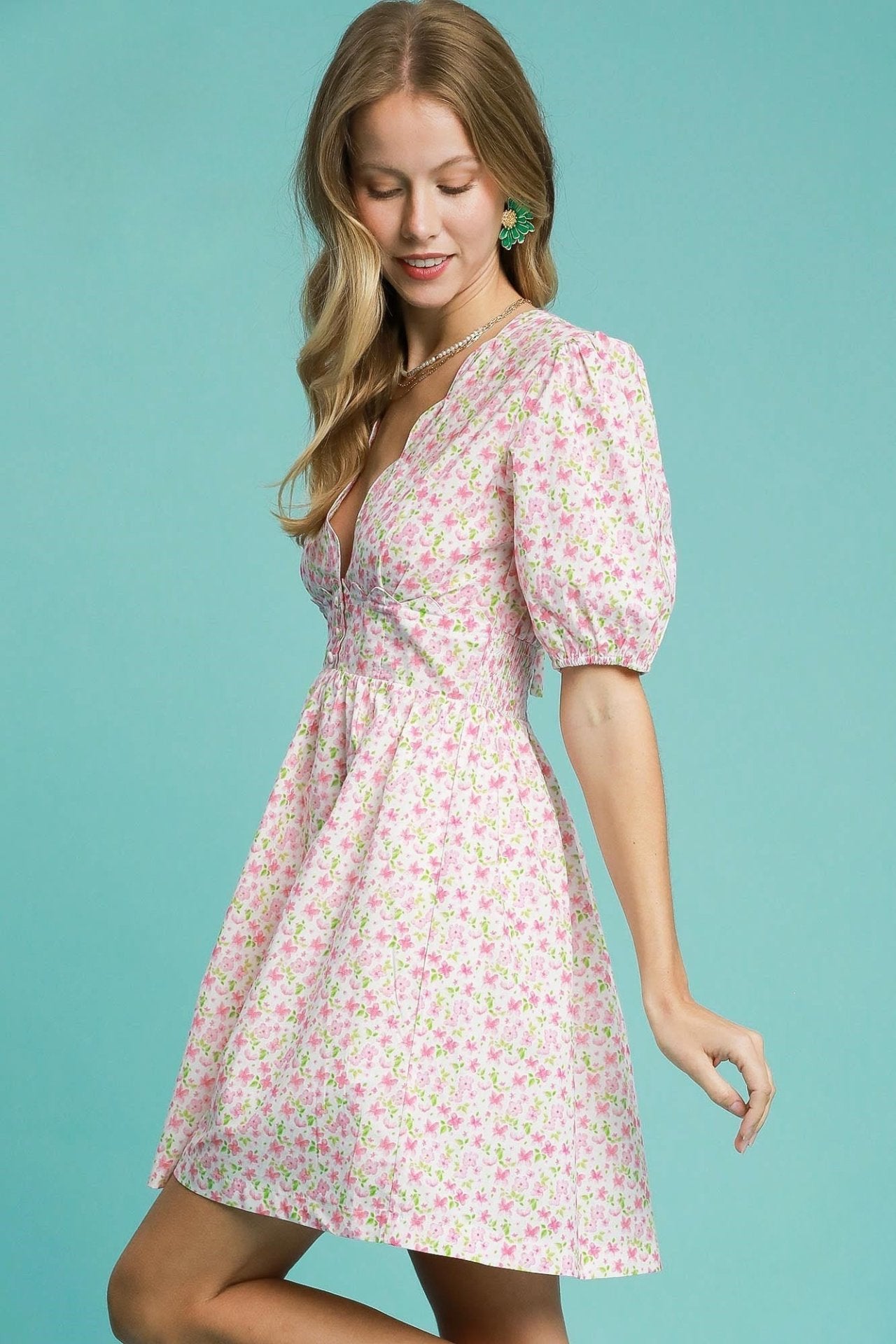 Floral Mini Dress with Back Tie