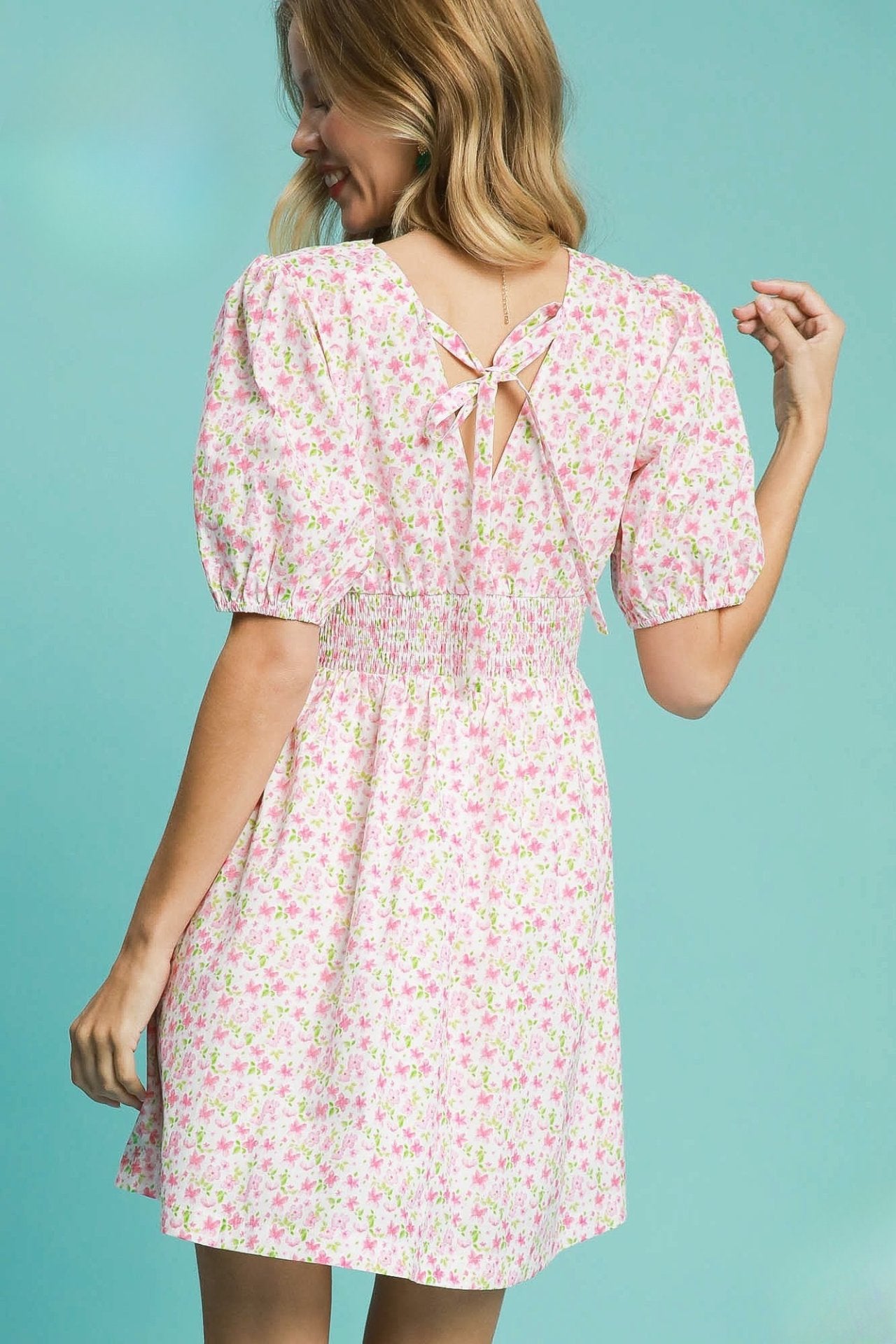 Floral Mini Dress with Back Tie