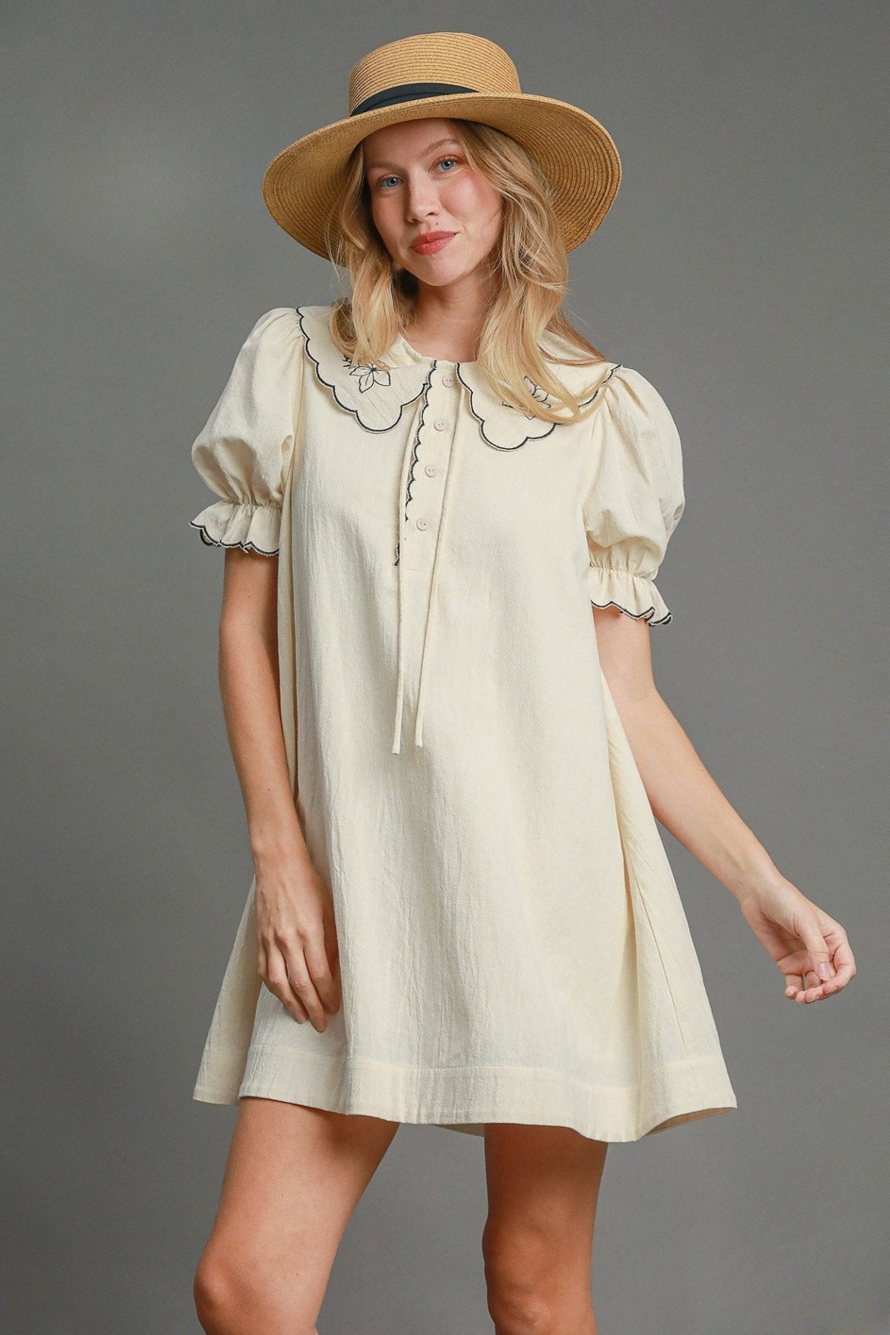 Embroidered Shirt Dress with Classic Collar Anades Embroidered Shirt Dress with Classic Collar Anades