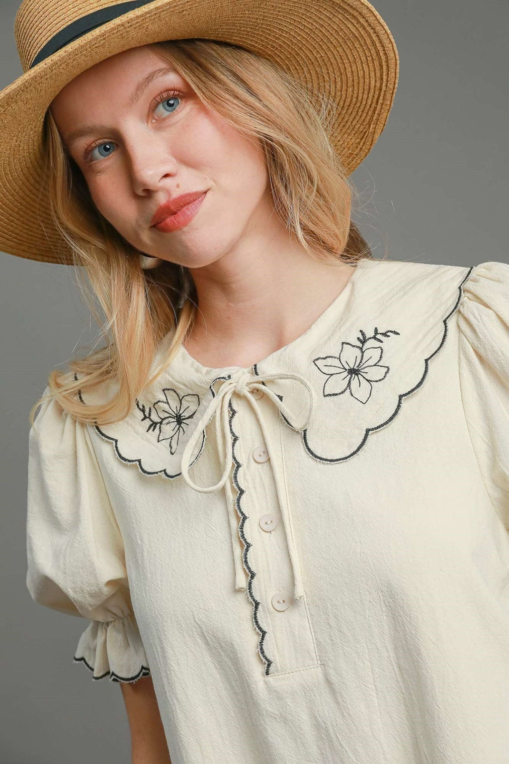 Embroidered Shirt Dress with Classic Collar