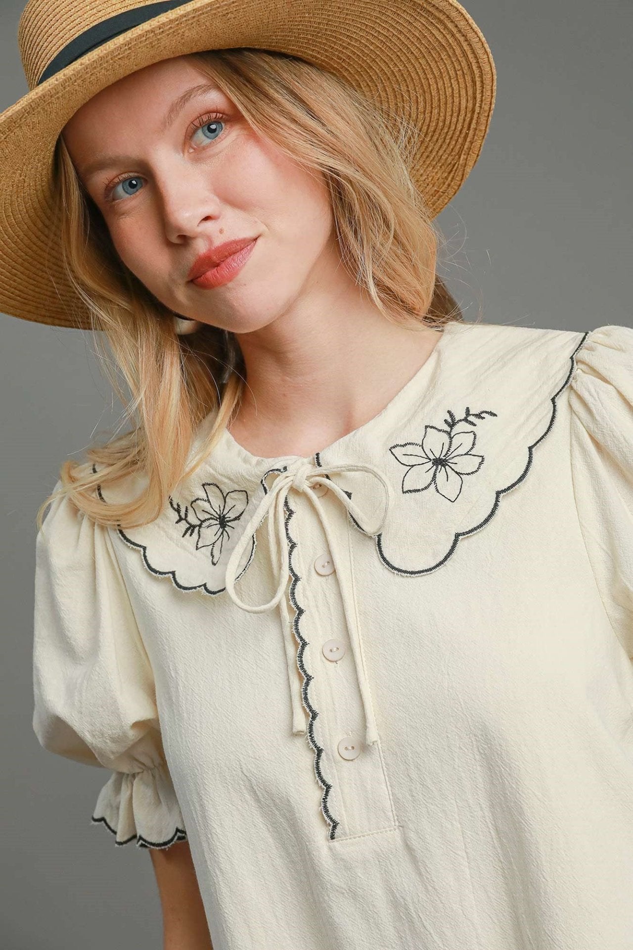 Embroidered Shirt Dress with Classic Collar