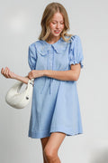 Embroidered Shirt Dress with Classic Collar