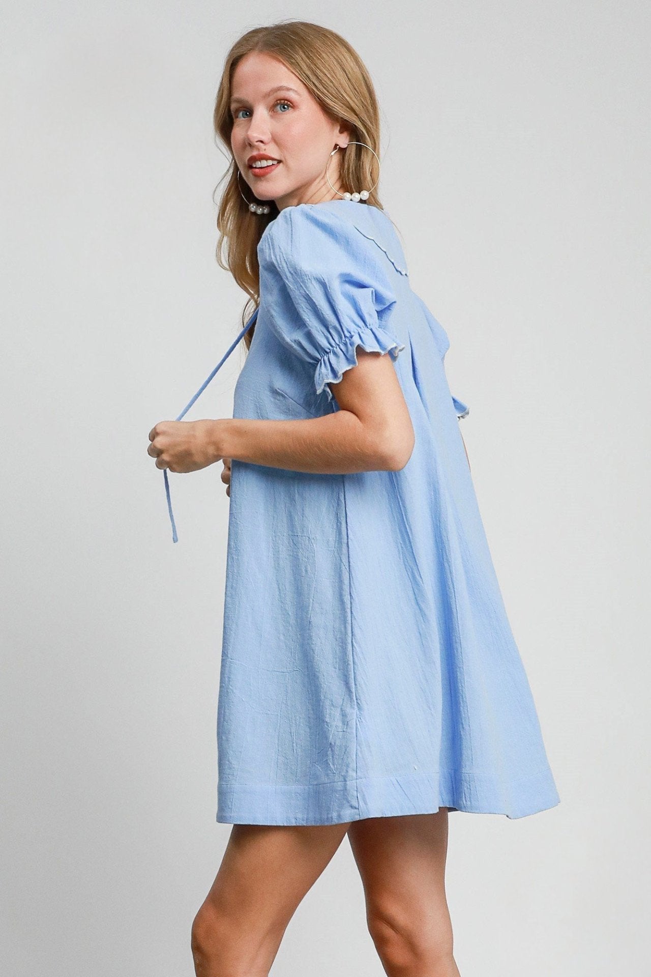 Embroidered Shirt Dress with Classic Collar