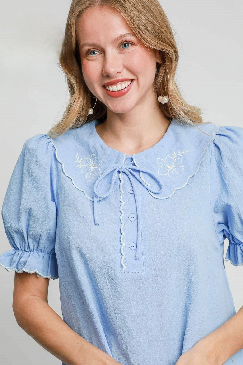 Embroidered Shirt Dress with Classic Collar