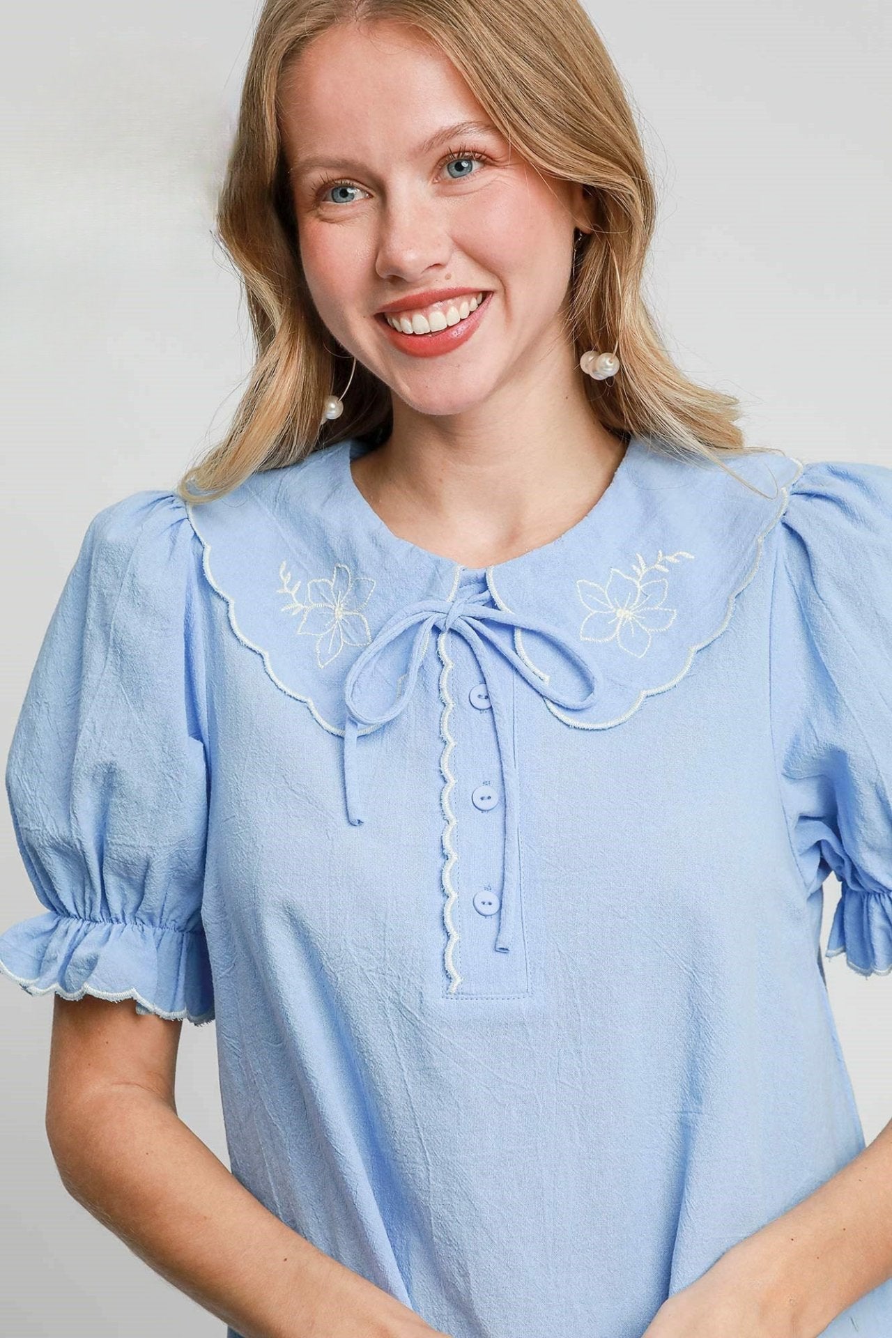 Embroidered Shirt Dress with Classic Collar