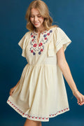 Folk Embroidered Flutter Dress