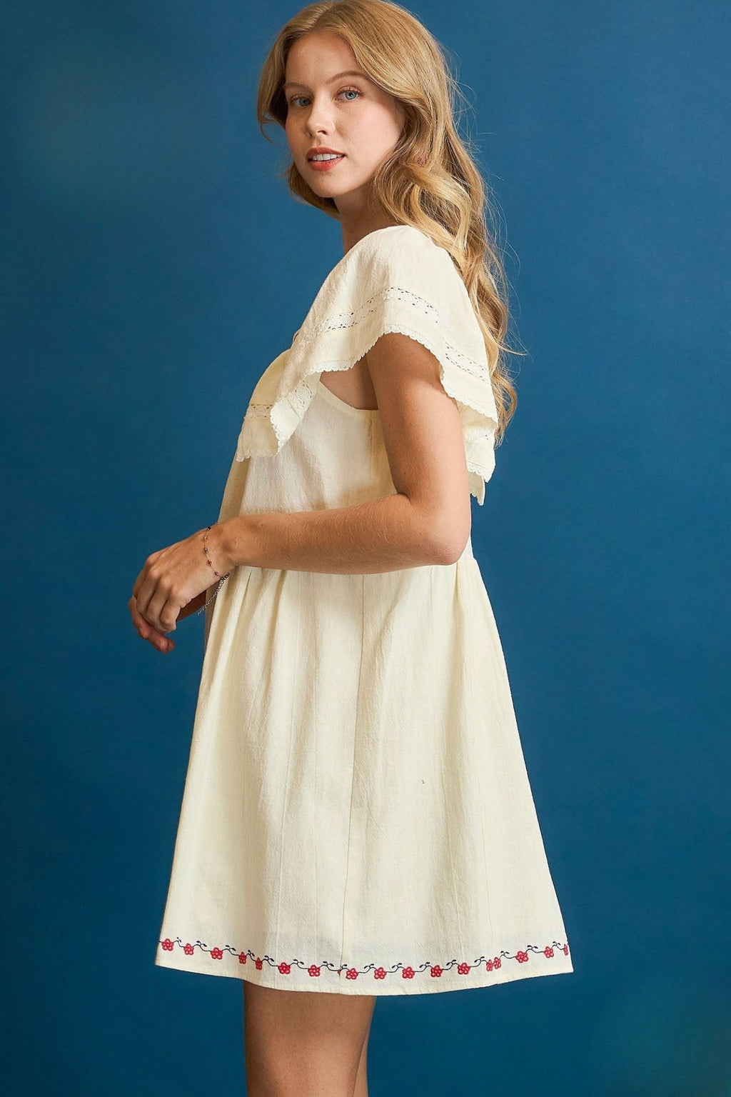 Folk Embroidered Flutter Dress