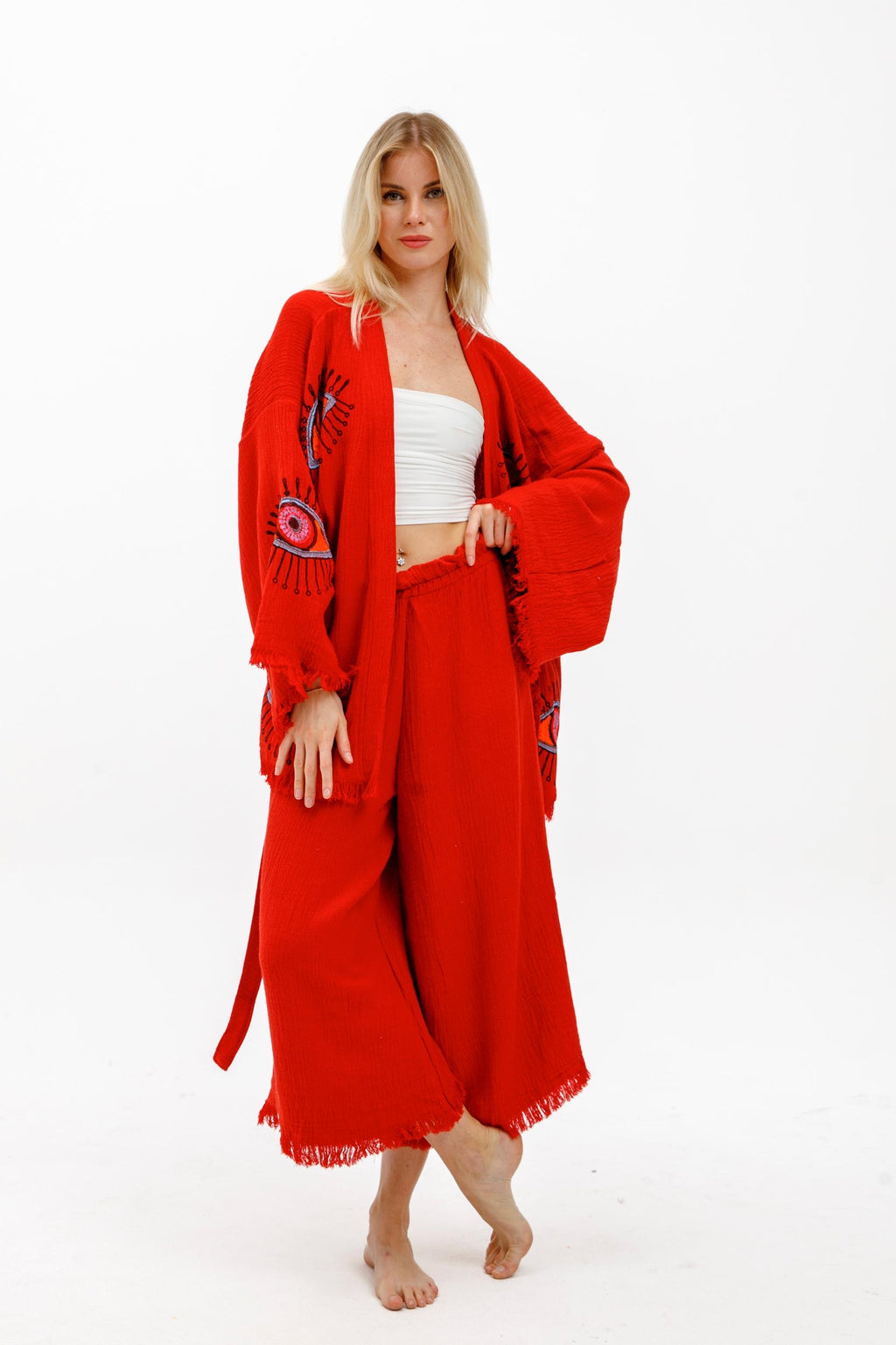 Crimson Mystic Eye Kimono Set