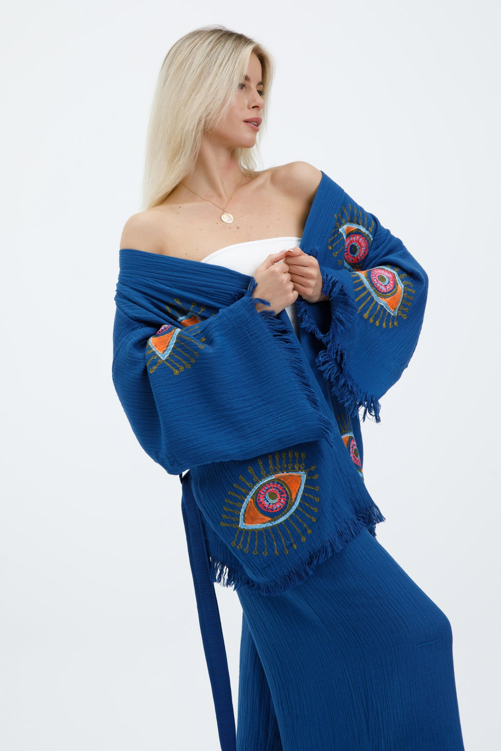 Azure Mystic Eye Kimono Set