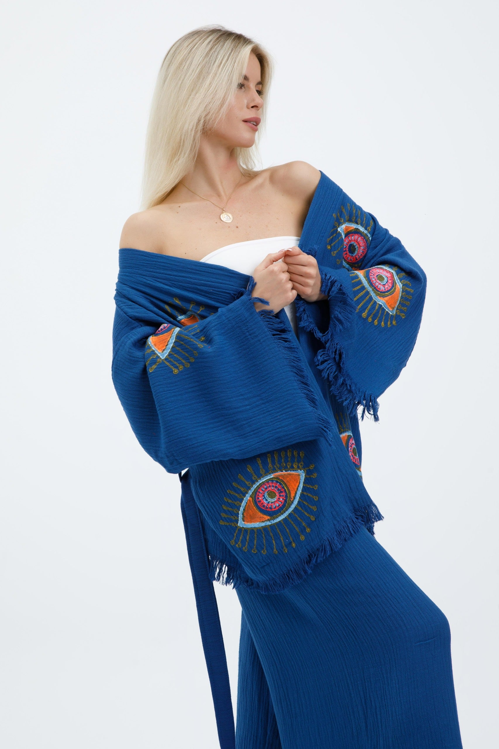 Azure Mystic Eye Kimono Set