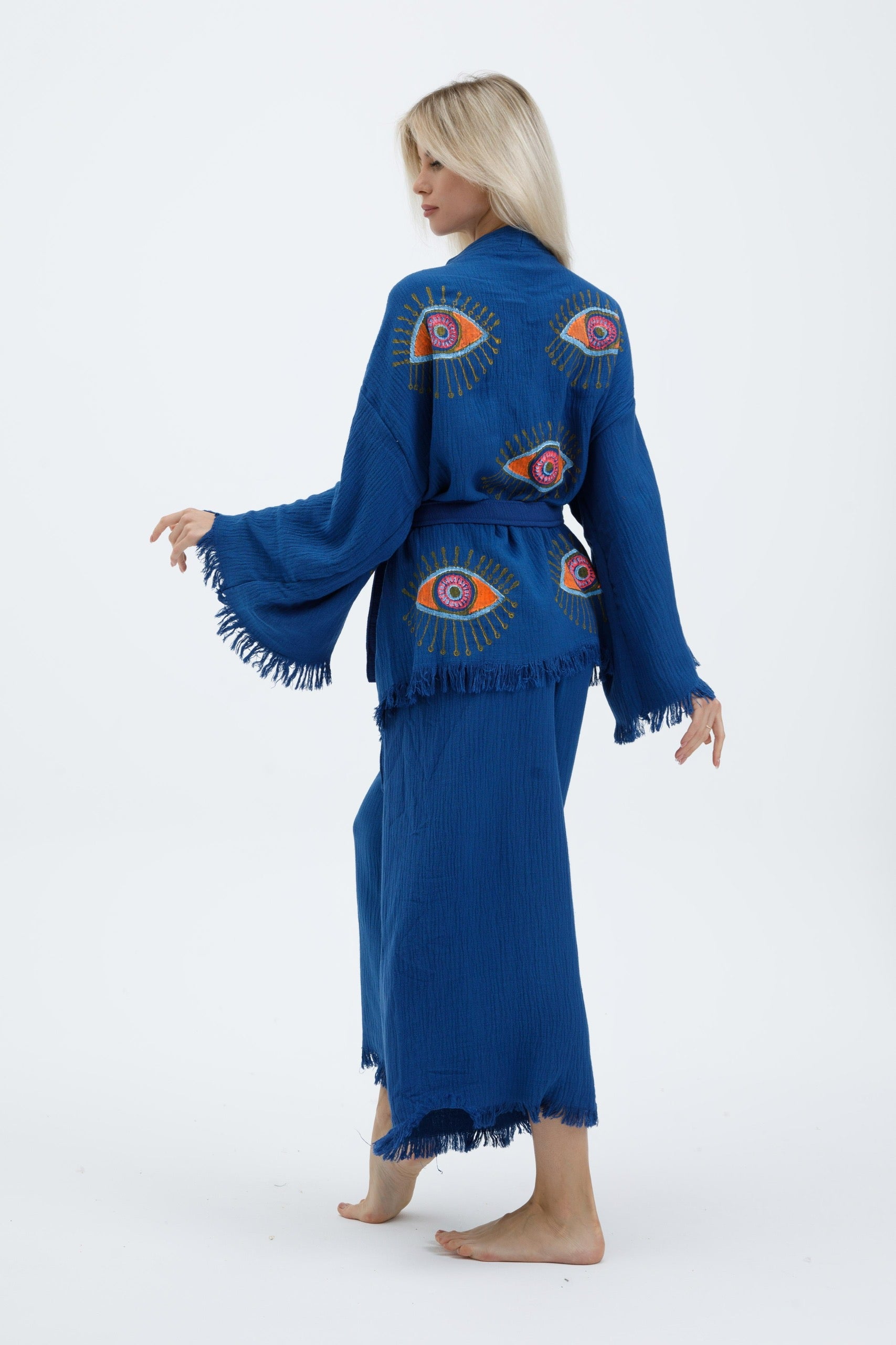 Azure Mystic Eye Kimono Set