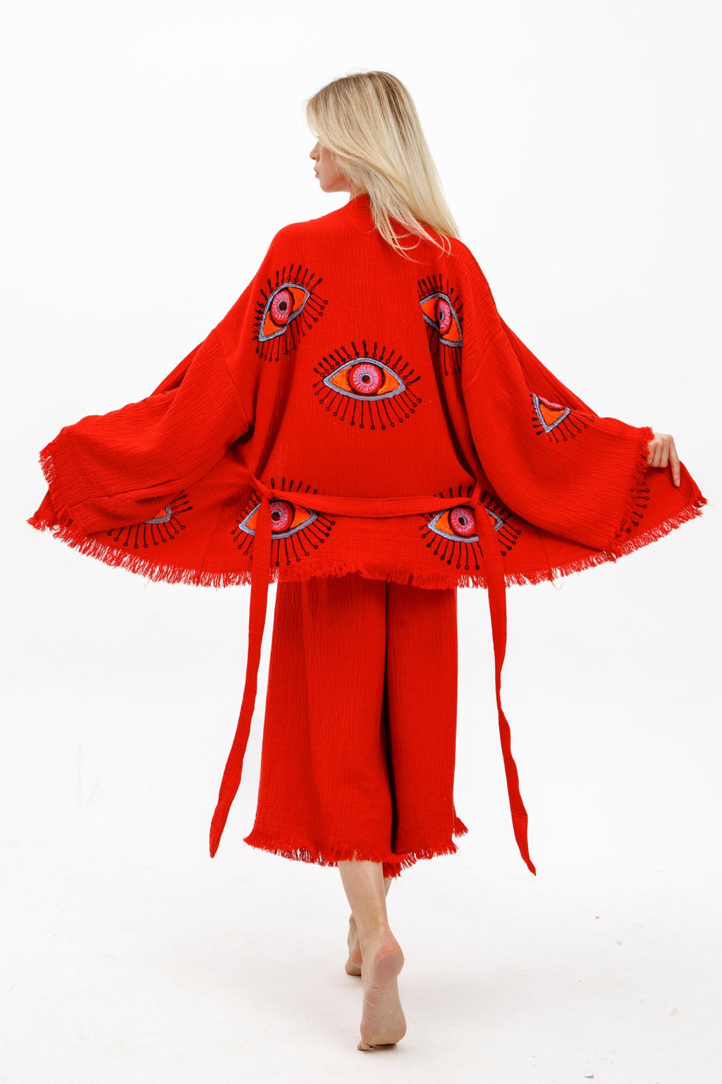 Crimson Mystic Eye Kimono Set