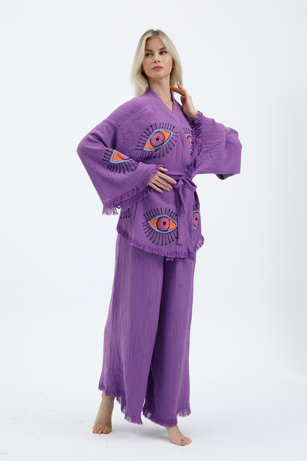 Lavender Mystical Eye Kimono Set