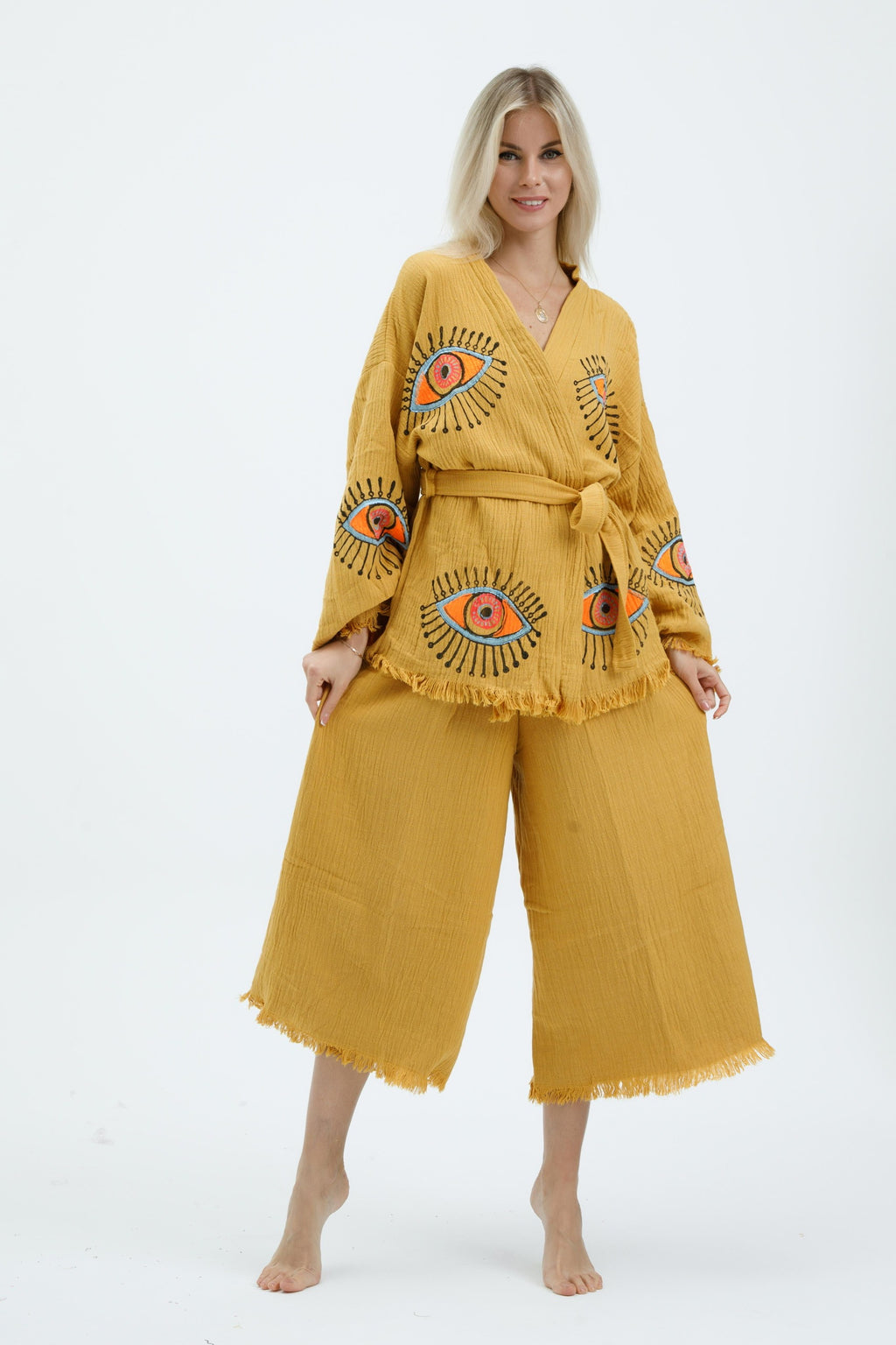 Golden Mystic Eye Kimono Set