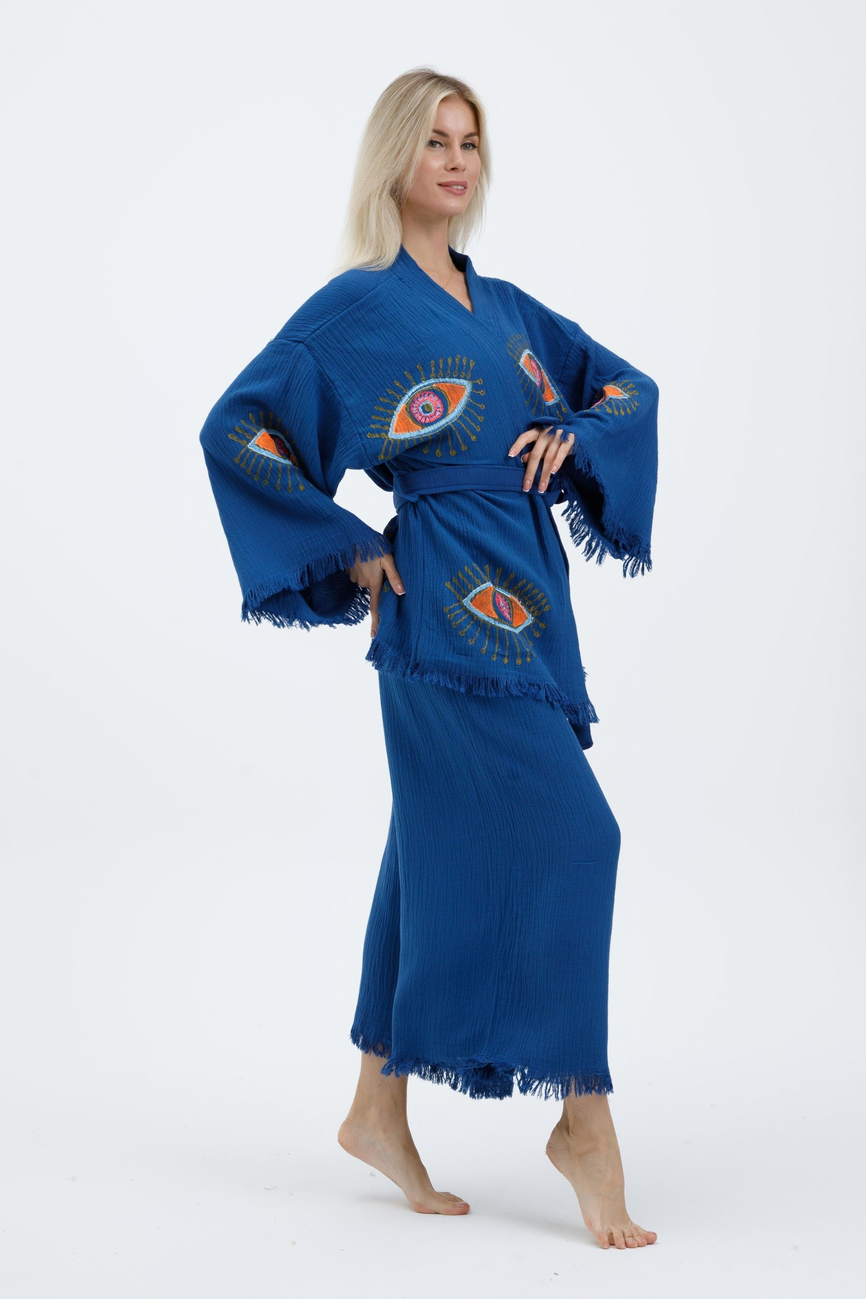 Azure Mystic Eye Kimono Set