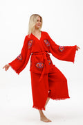 Crimson Mystic Eye Kimono Set