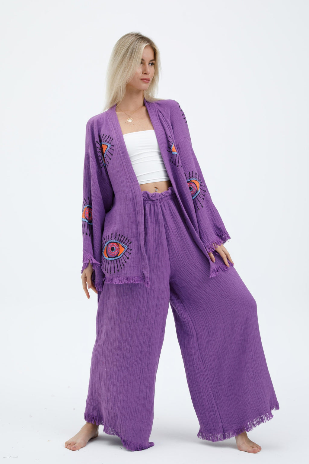 Lavender Mystical Eye Kimono Set