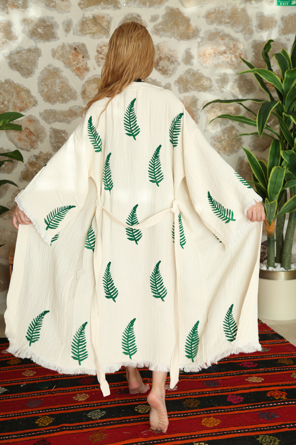 Secret Garden Hand-Print Muslin Kimono