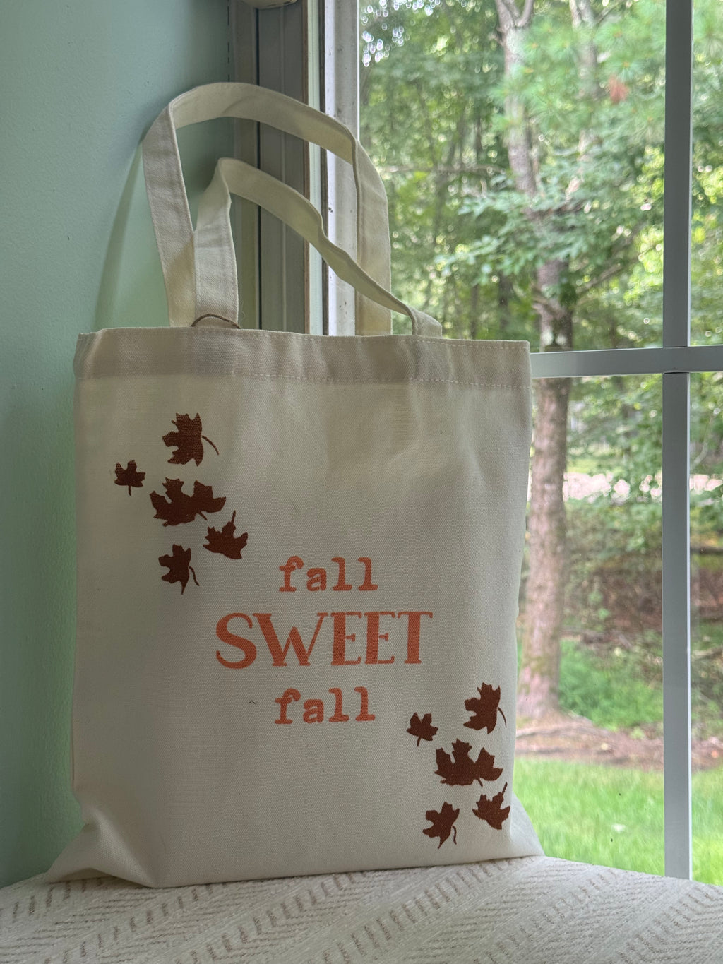 Custom Painted Autumn Leaf Canvas Bag