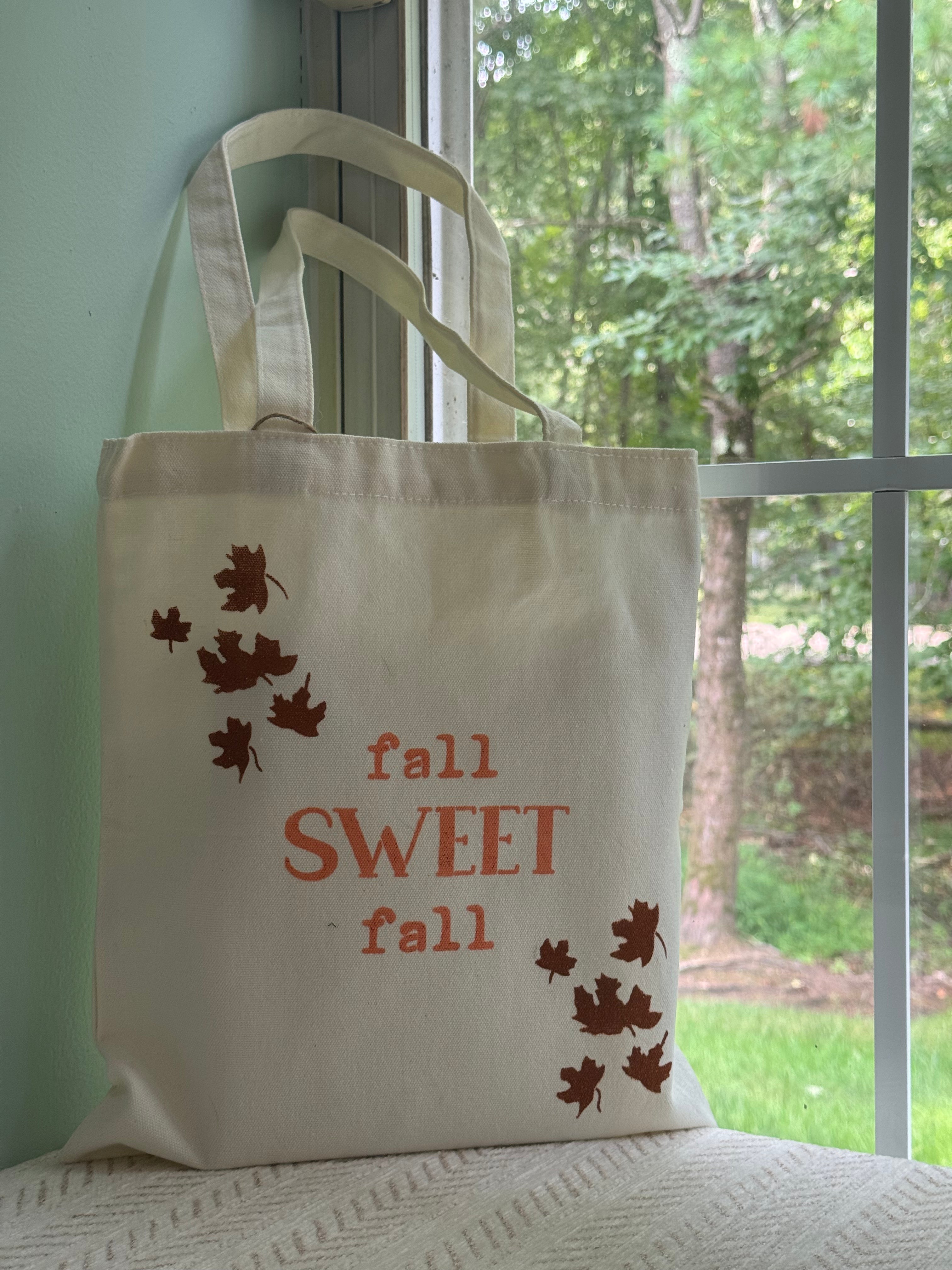 Custom Painted Autumn Leaf Canvas Bag