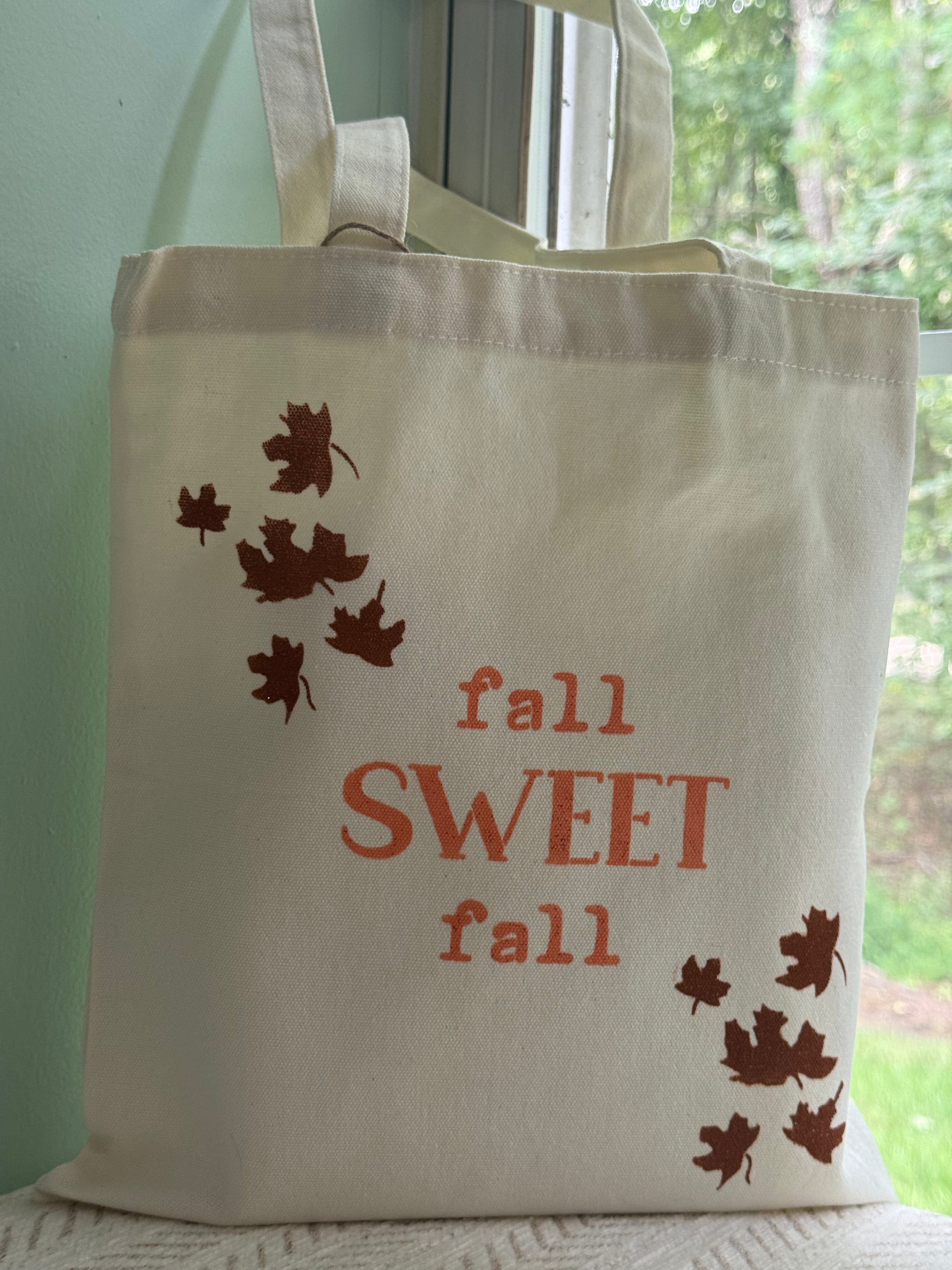 Custom Painted Autumn Leaf Canvas Bag