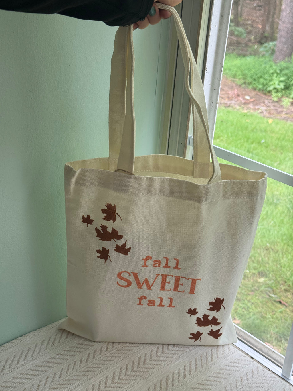 Custom Painted Autumn Leaf Canvas Bag