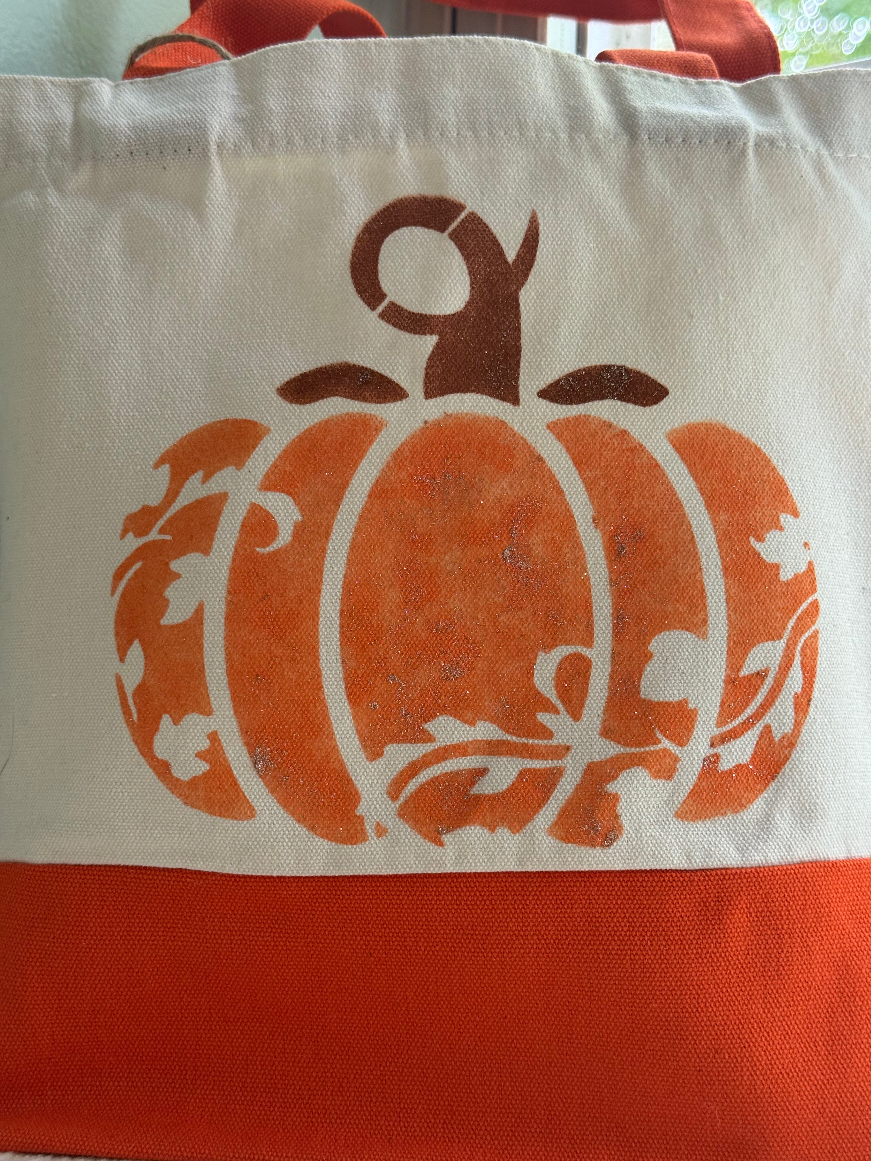 Leaf Silhouette Pumpkin Canvas Tote