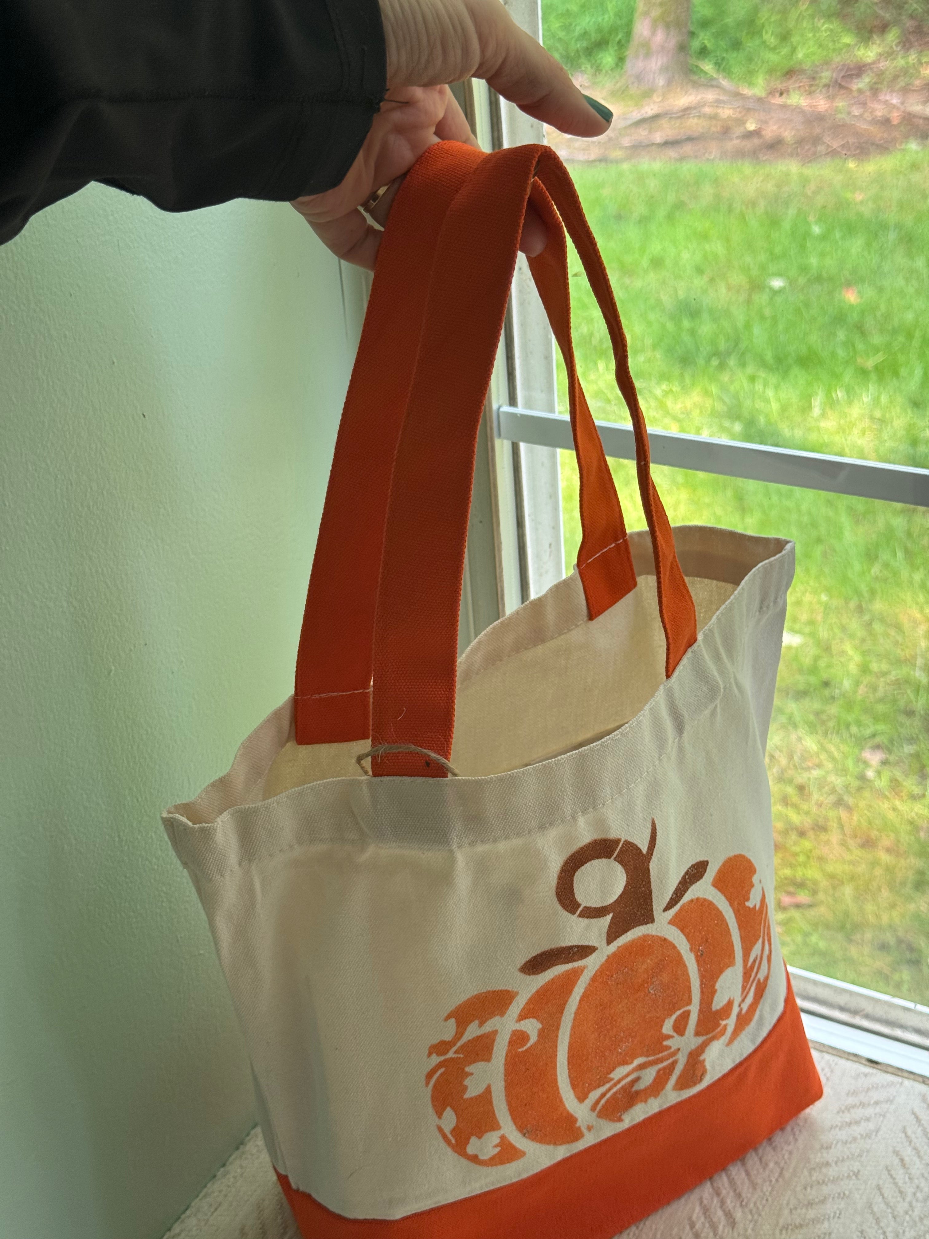 Leaf Silhouette Pumpkin Canvas Tote