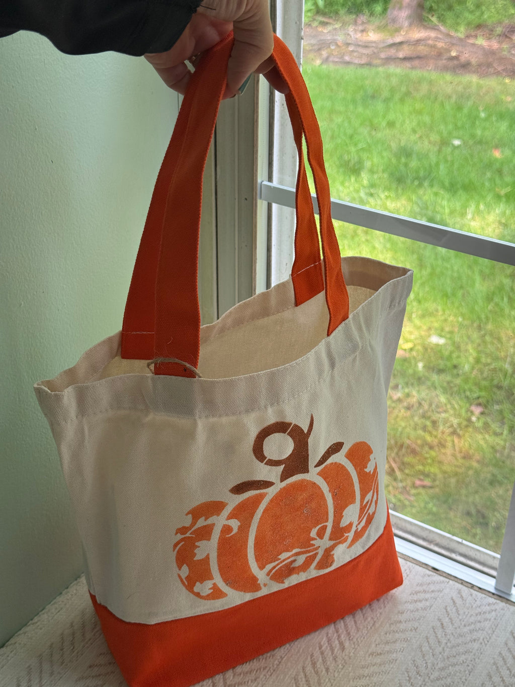 Leaf Silhouette Pumpkin Canvas Tote