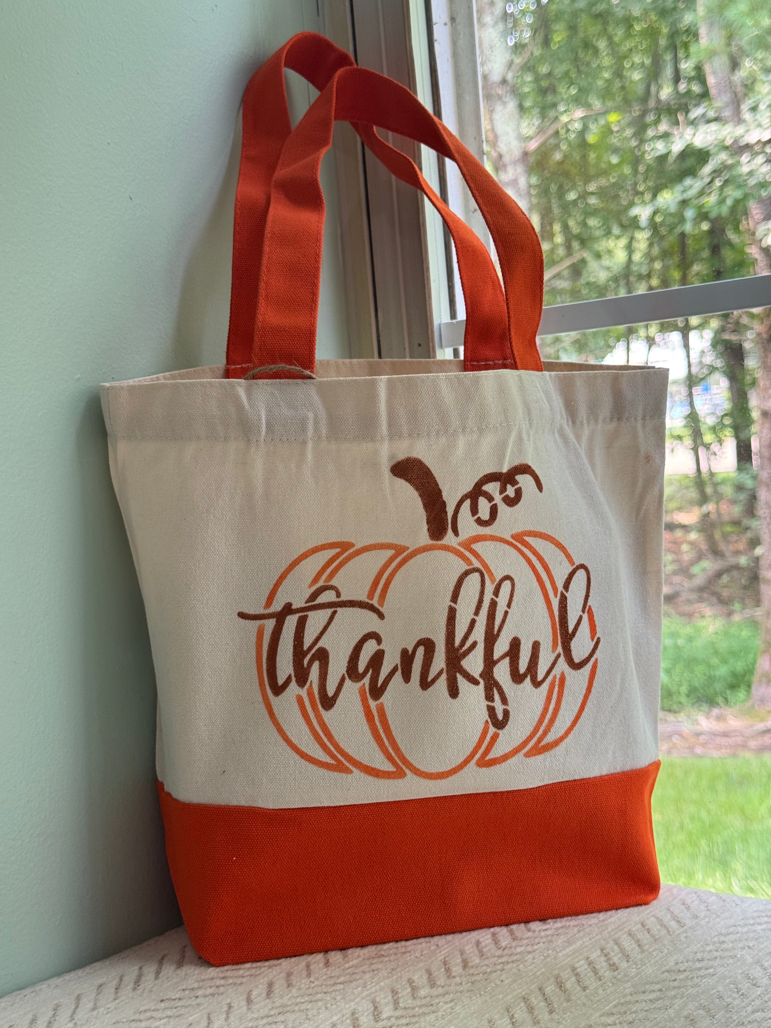 Thankful Pumpkin Canvas Tote Bag