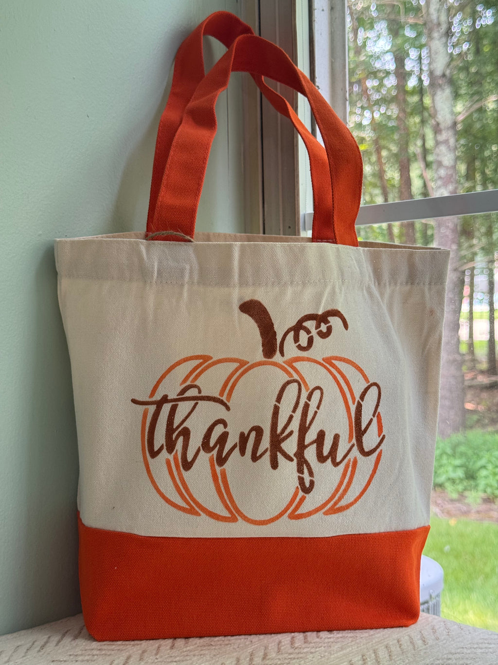Thankful Pumpkin Canvas Tote Bag