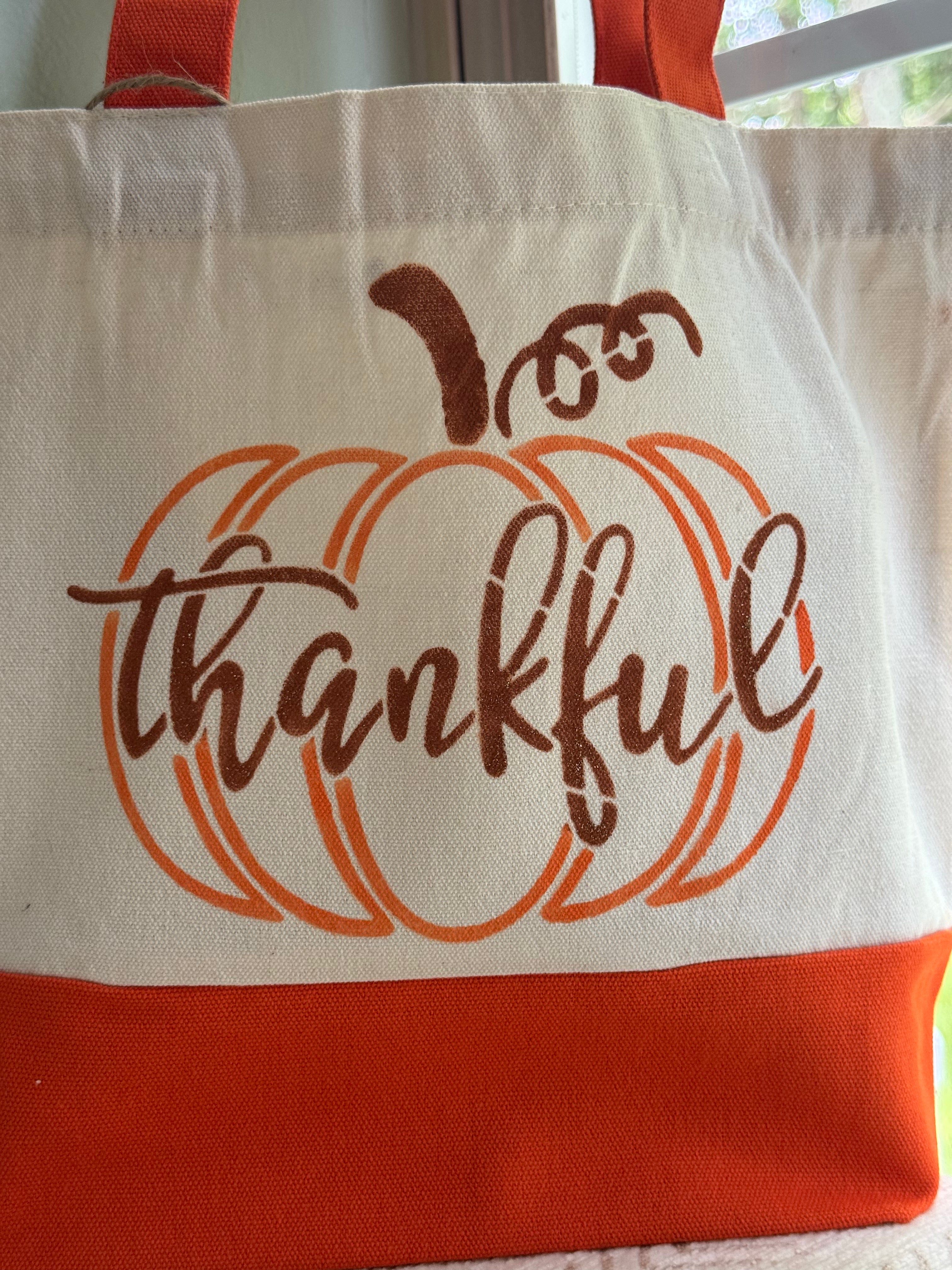 Thankful Pumpkin Canvas Tote Bag