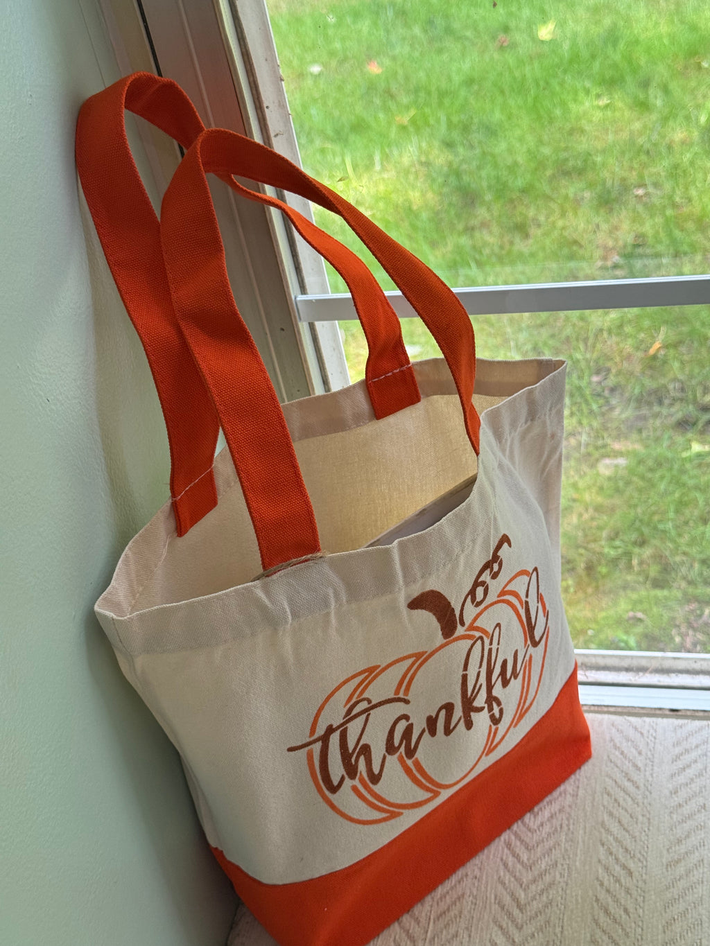 Thankful Pumpkin Canvas Tote Bag
