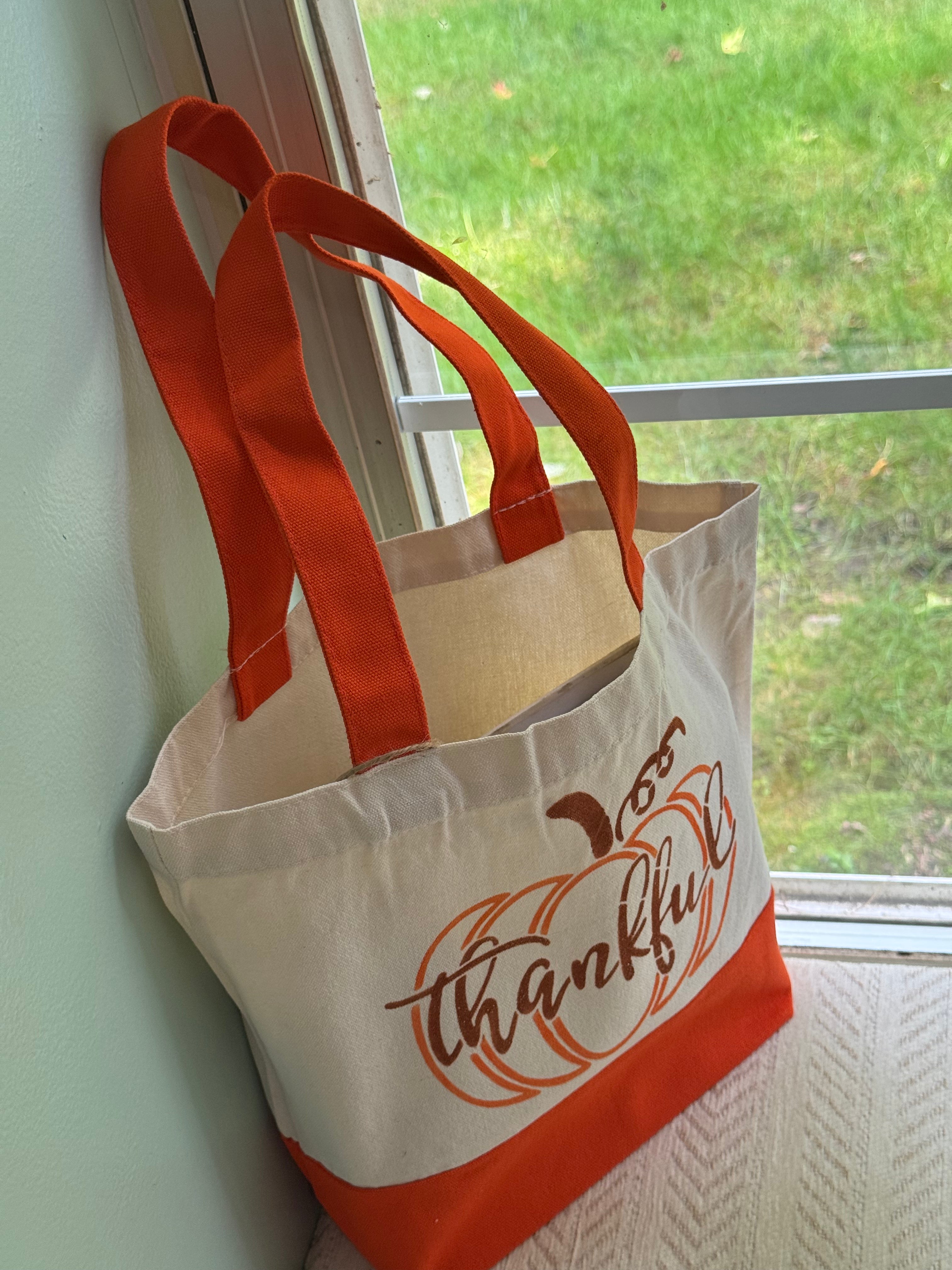 Thankful Pumpkin Canvas Tote Bag