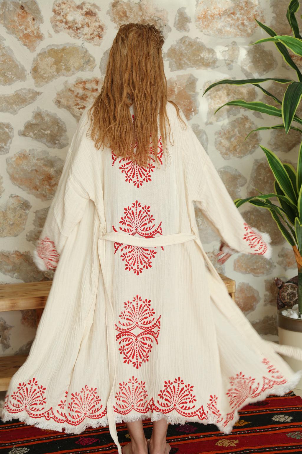 Royal Tulip Hand-Print Kimono