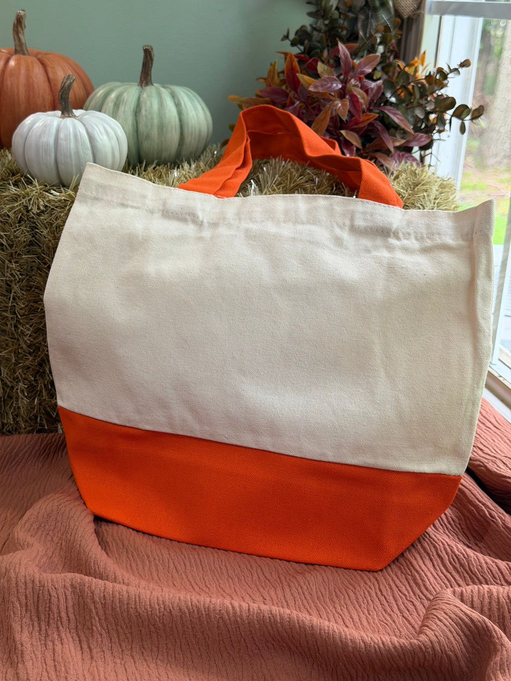 Leaf Silhouette Pumpkin Canvas Tote