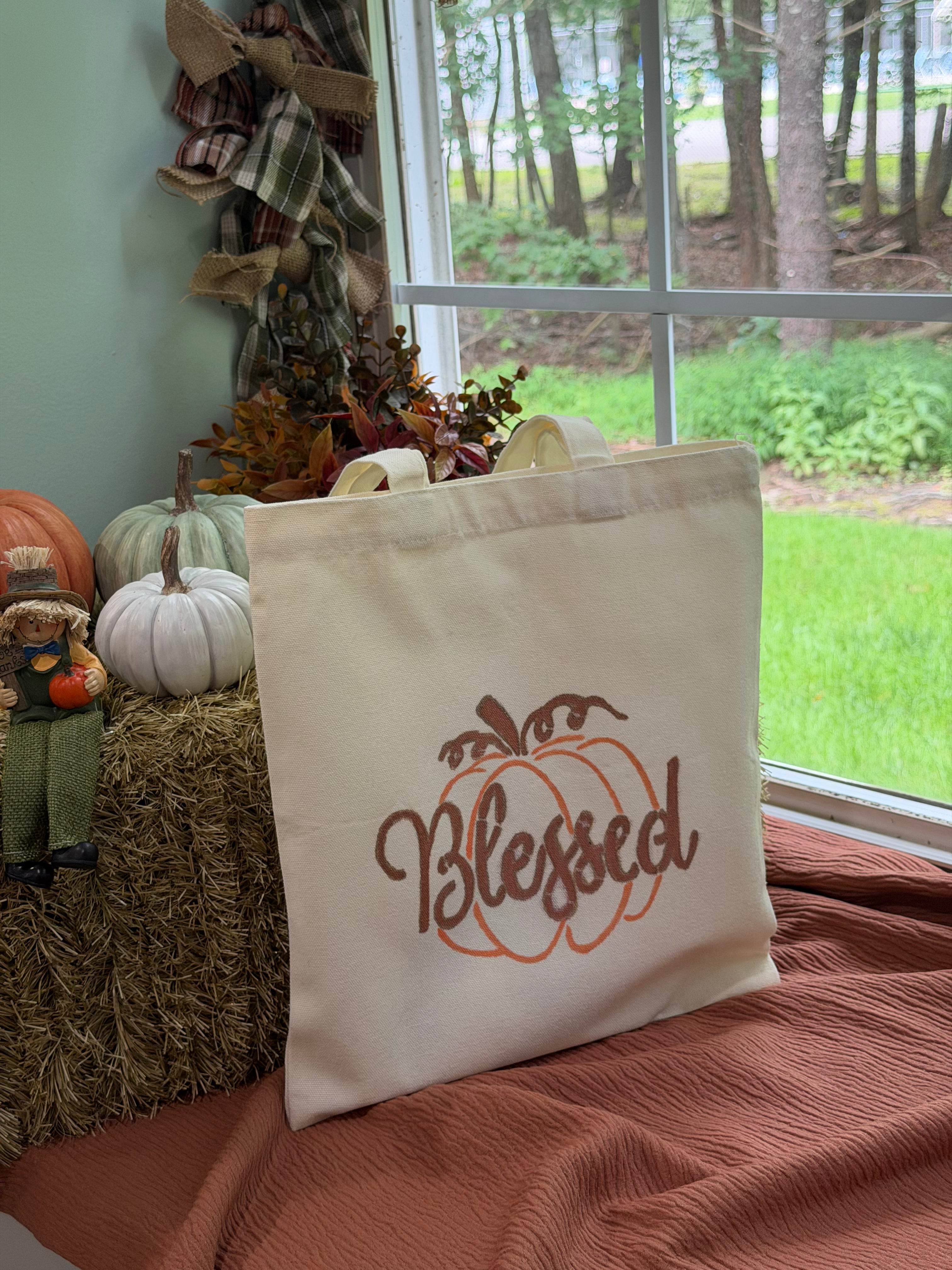 Blessed Pumpkin Canvas Tote Bag