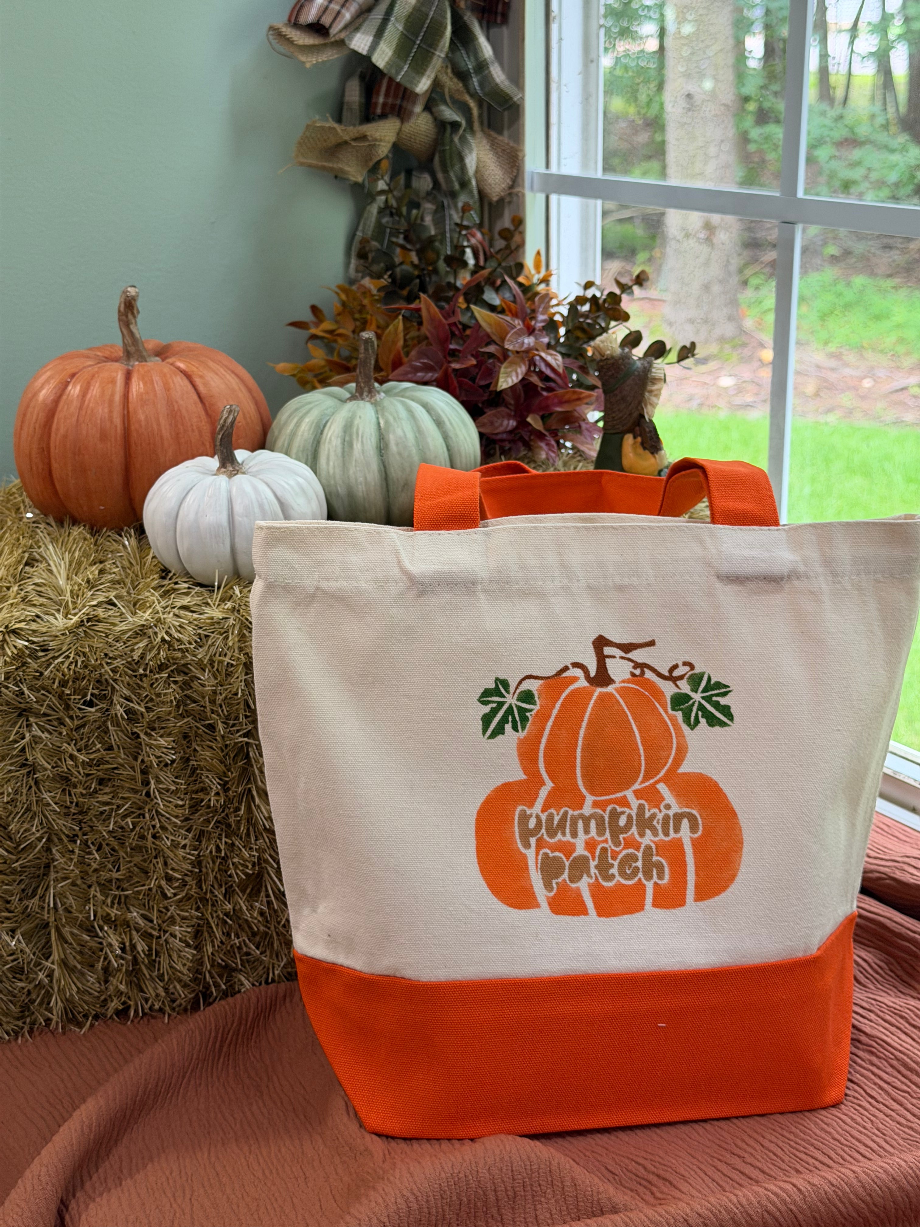 Pumpkin Patch Two-Tone Canvas Tote Bag