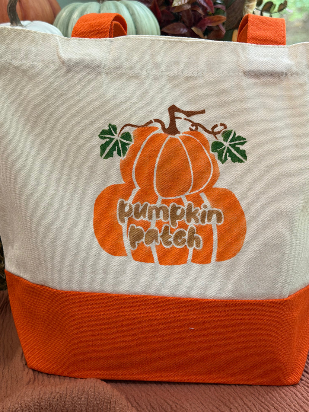 Pumpkin Patch Two-Tone Canvas Tote Bag