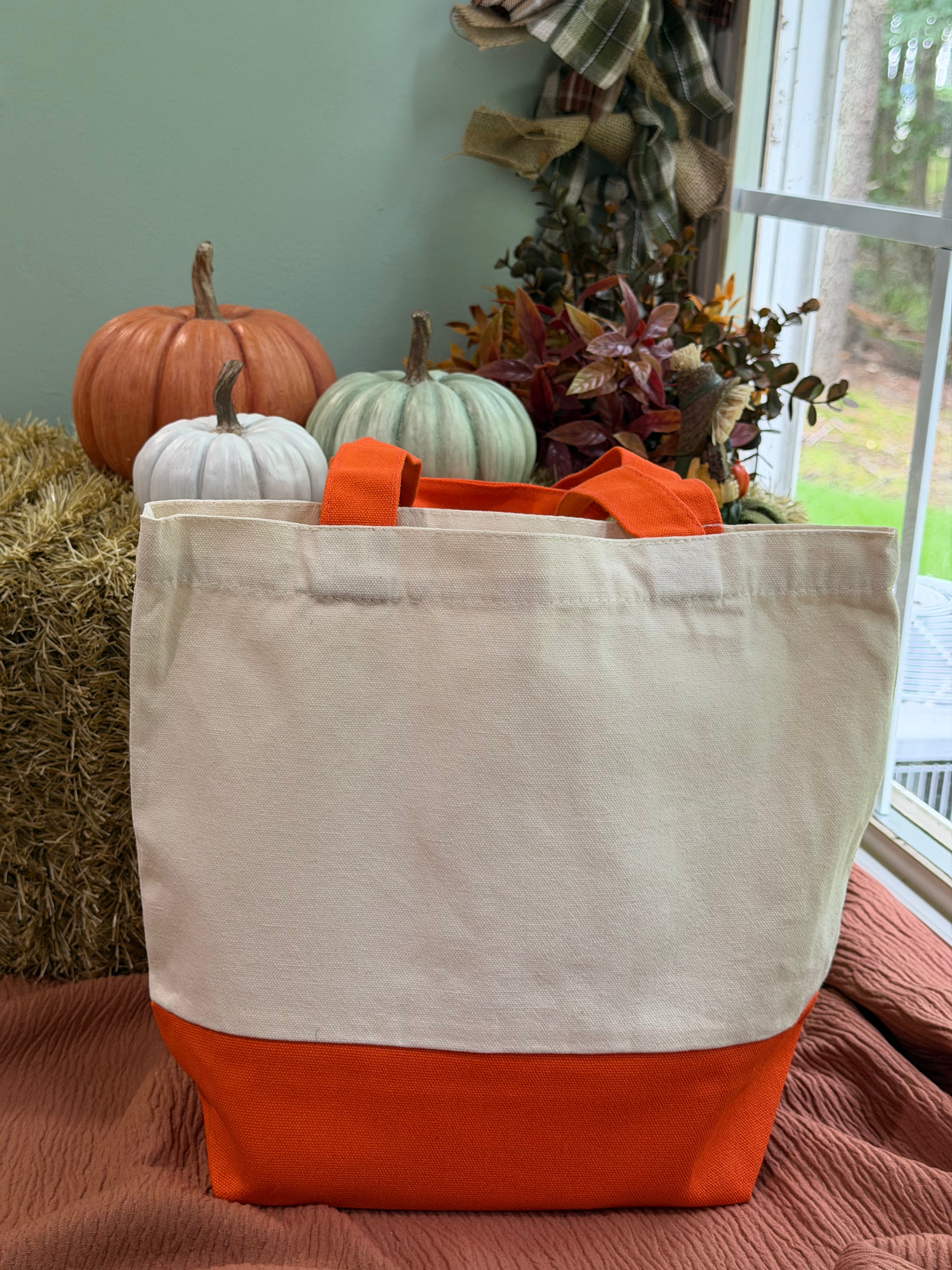 Pumpkin Patch Two-Tone Canvas Tote Bag