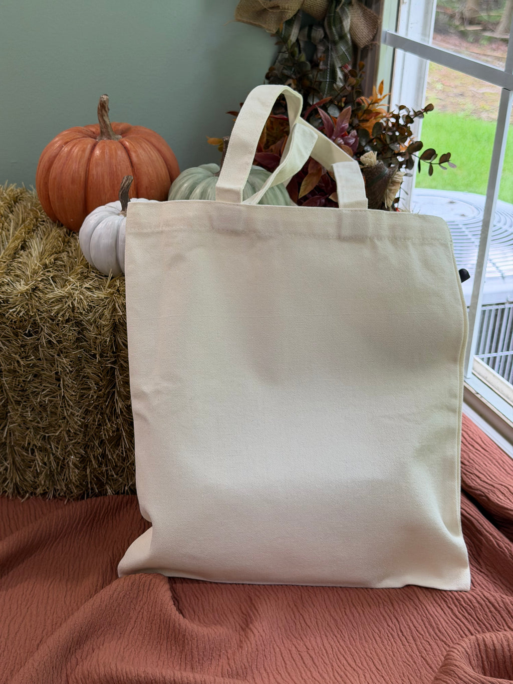 Hello Pumpkin Blue Truck Canvas Tote Bag